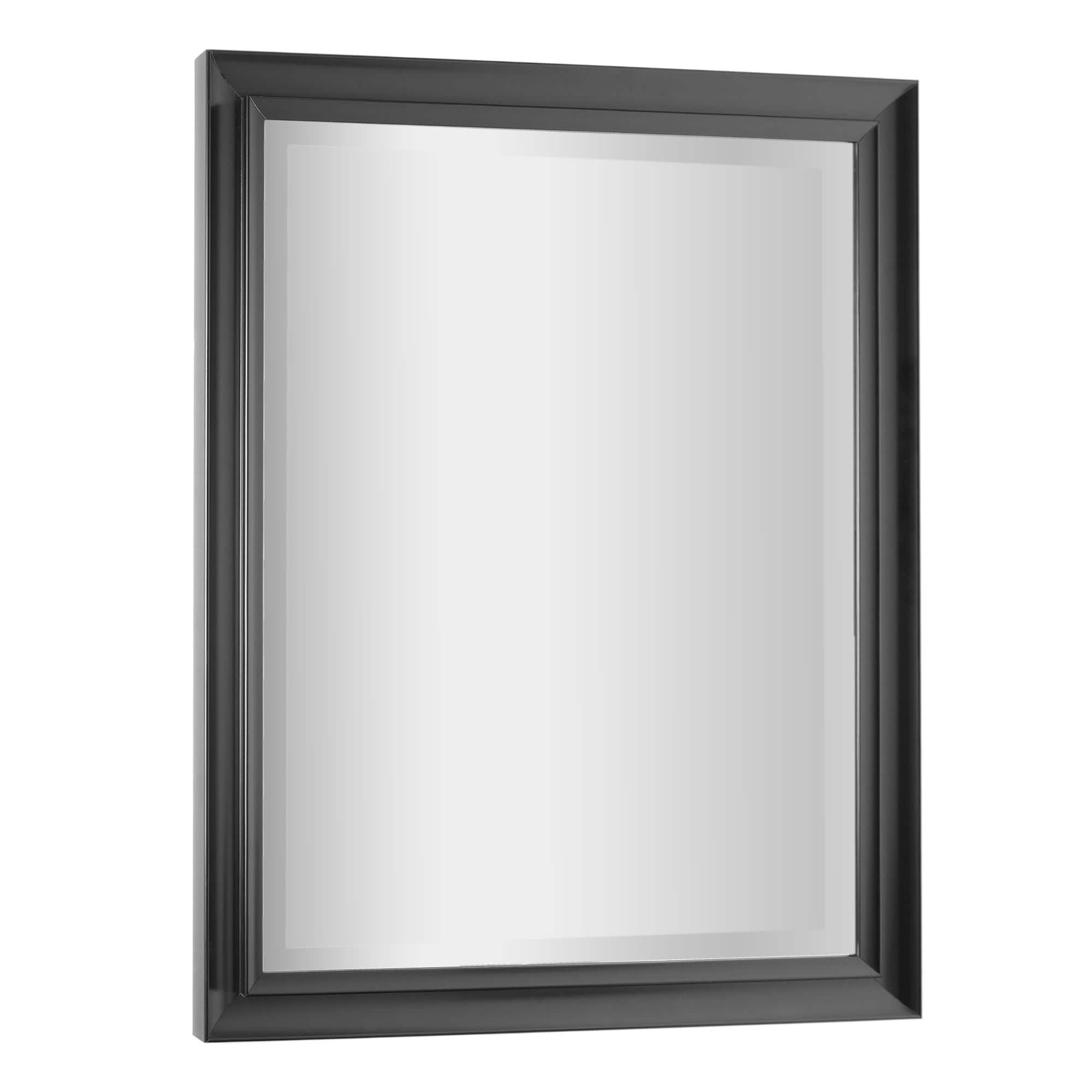 Black Framed Rectangle Decorative Beveled Edge Wall Mirror - 26" x 32"