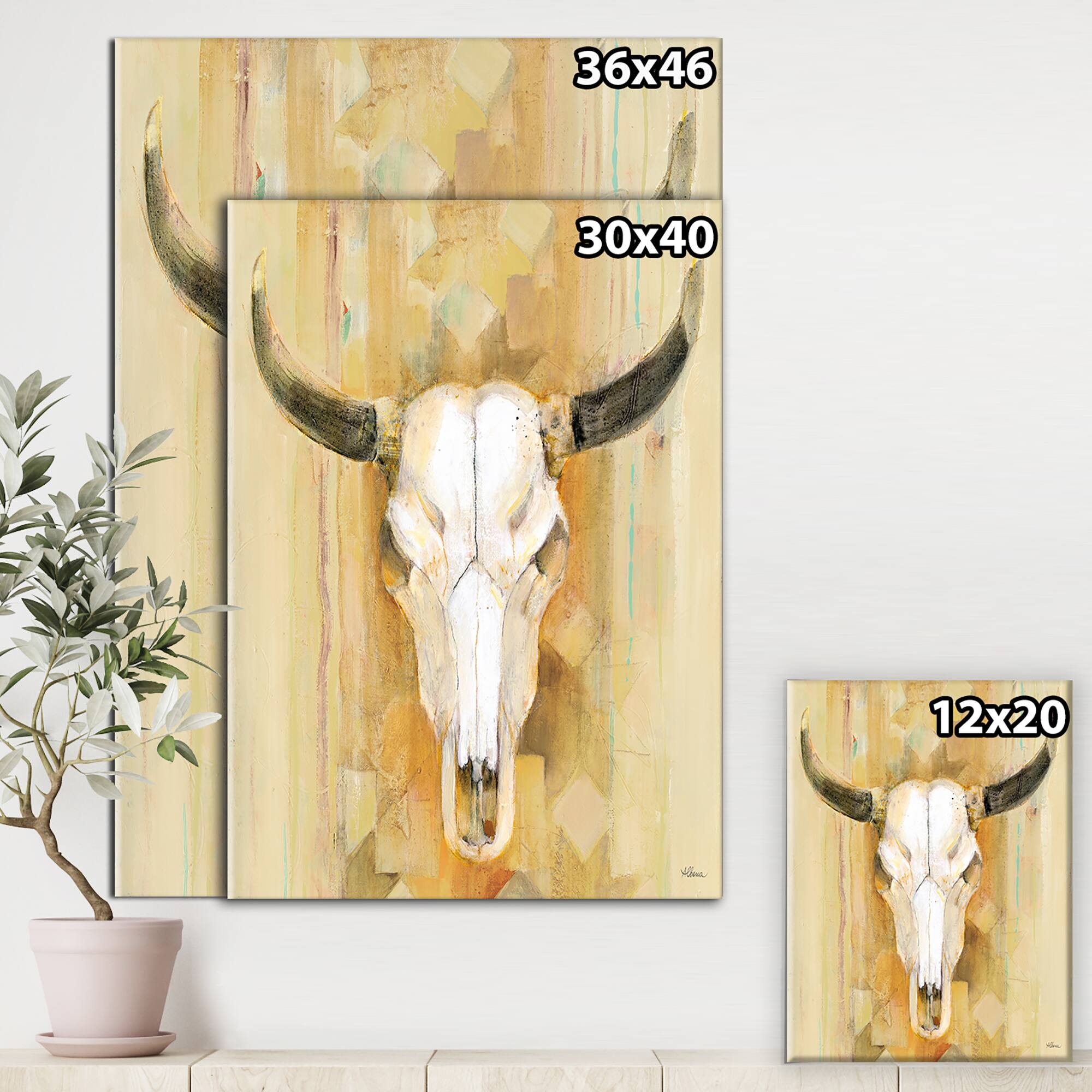 Designart - His southwest bones - Gold Wildlife Canvas Art