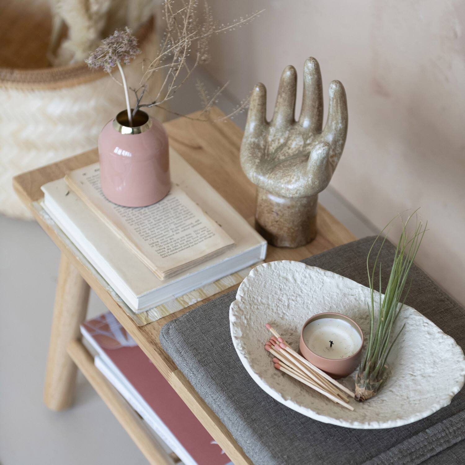 Hello Honey® 8.5" Brown Decorative Stoneware Hand with Reactive Glaze & Footed Base