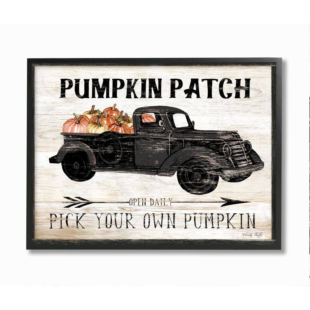 Stupell Industries Pumpkin Patch Farm Sign Fall Harvest Picking Framed Wall Art