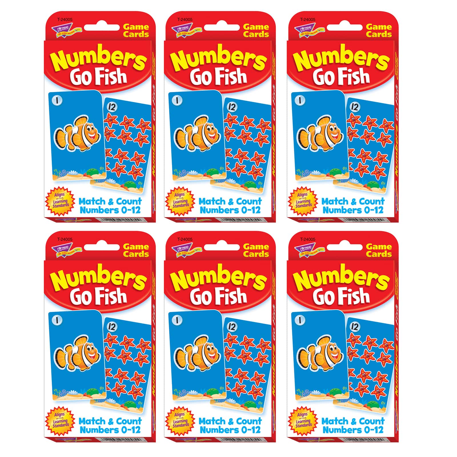TREND Challenge Cards® Numbers Go Fish, 6 Pack of 56