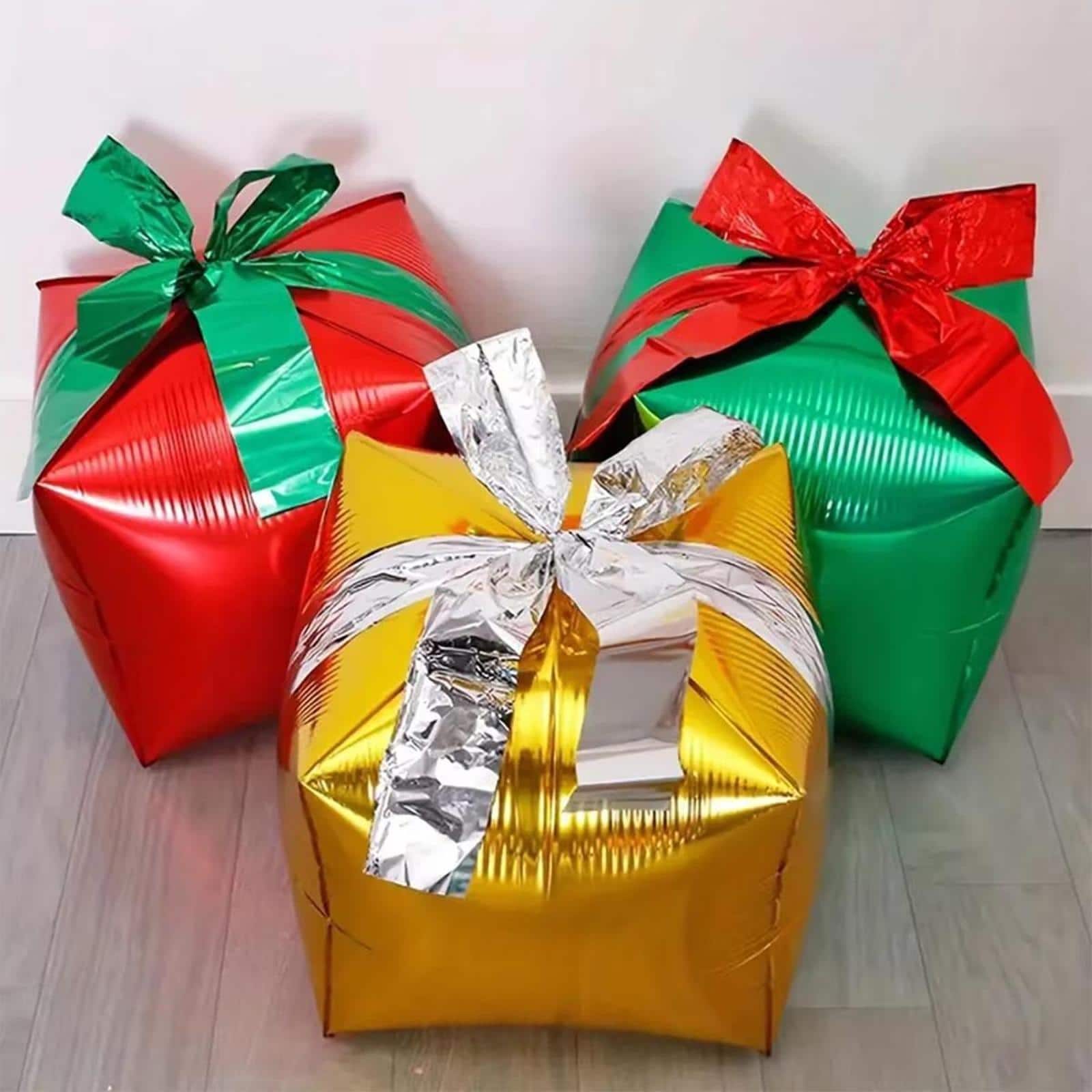 Red Christmas Present Standing Foil Balloon Decoration