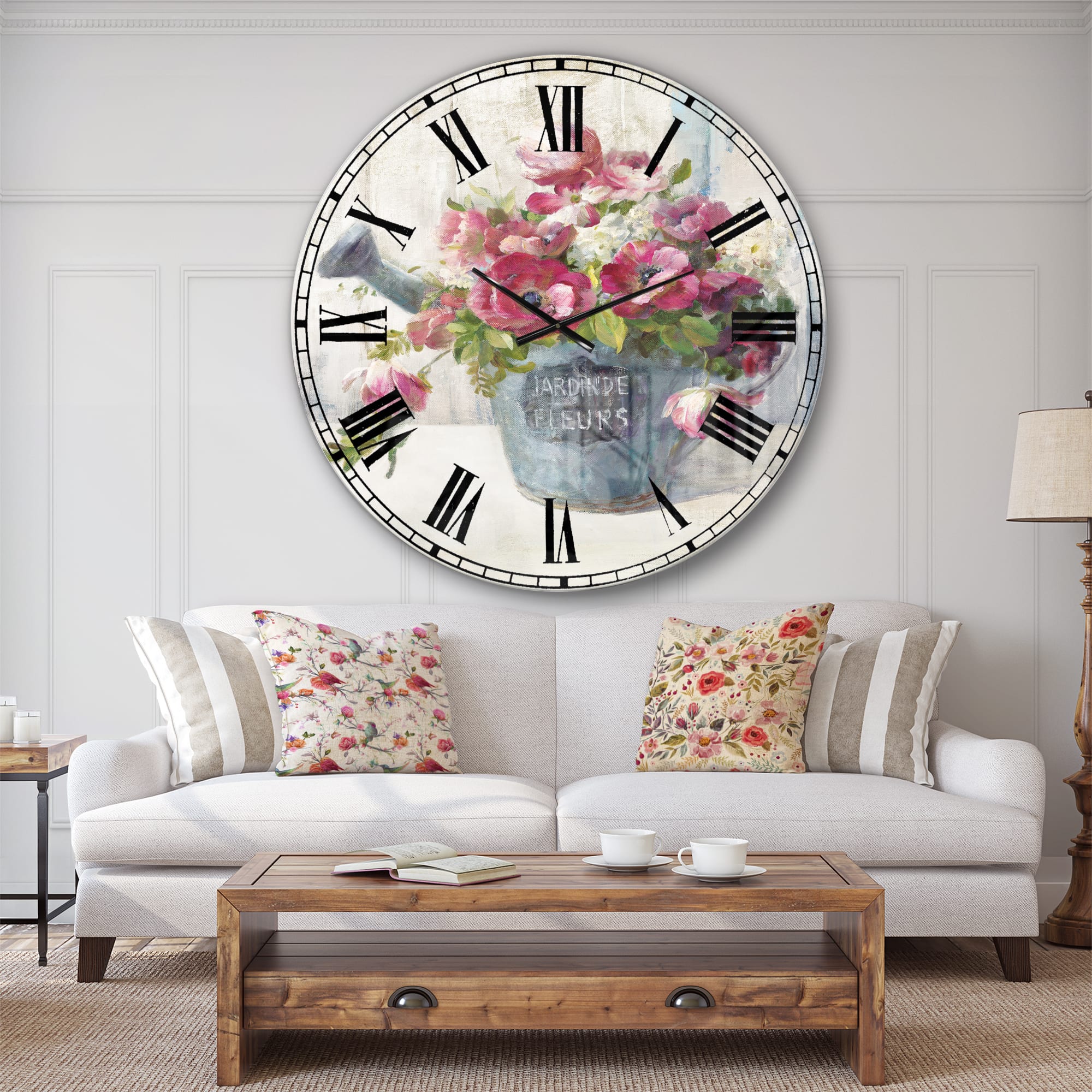 Designart Maison Des Fleurs I Farmhouse Wall Clock
