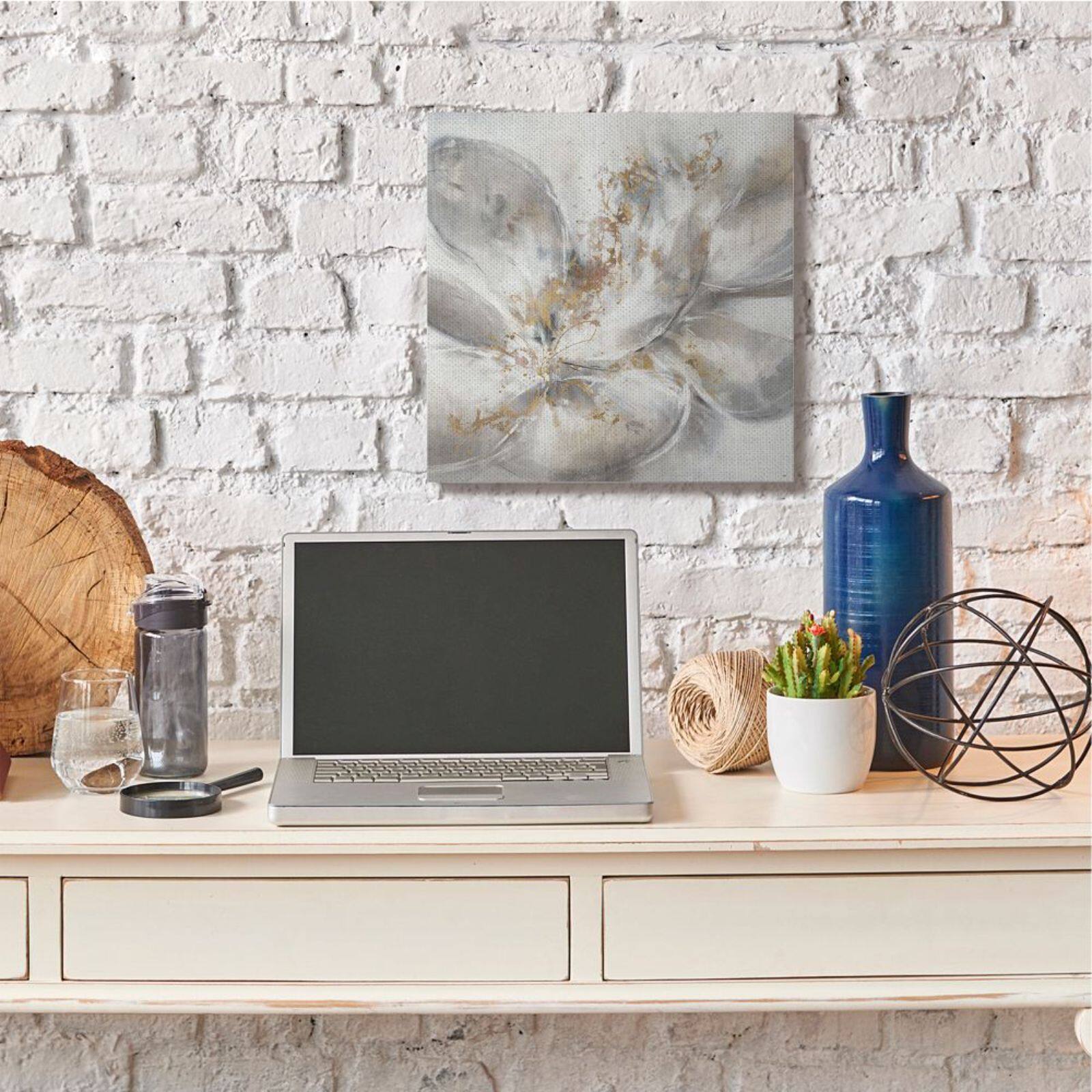 Stupell Industries Gray & Gold Abstract Flower Bloom Wall Accent