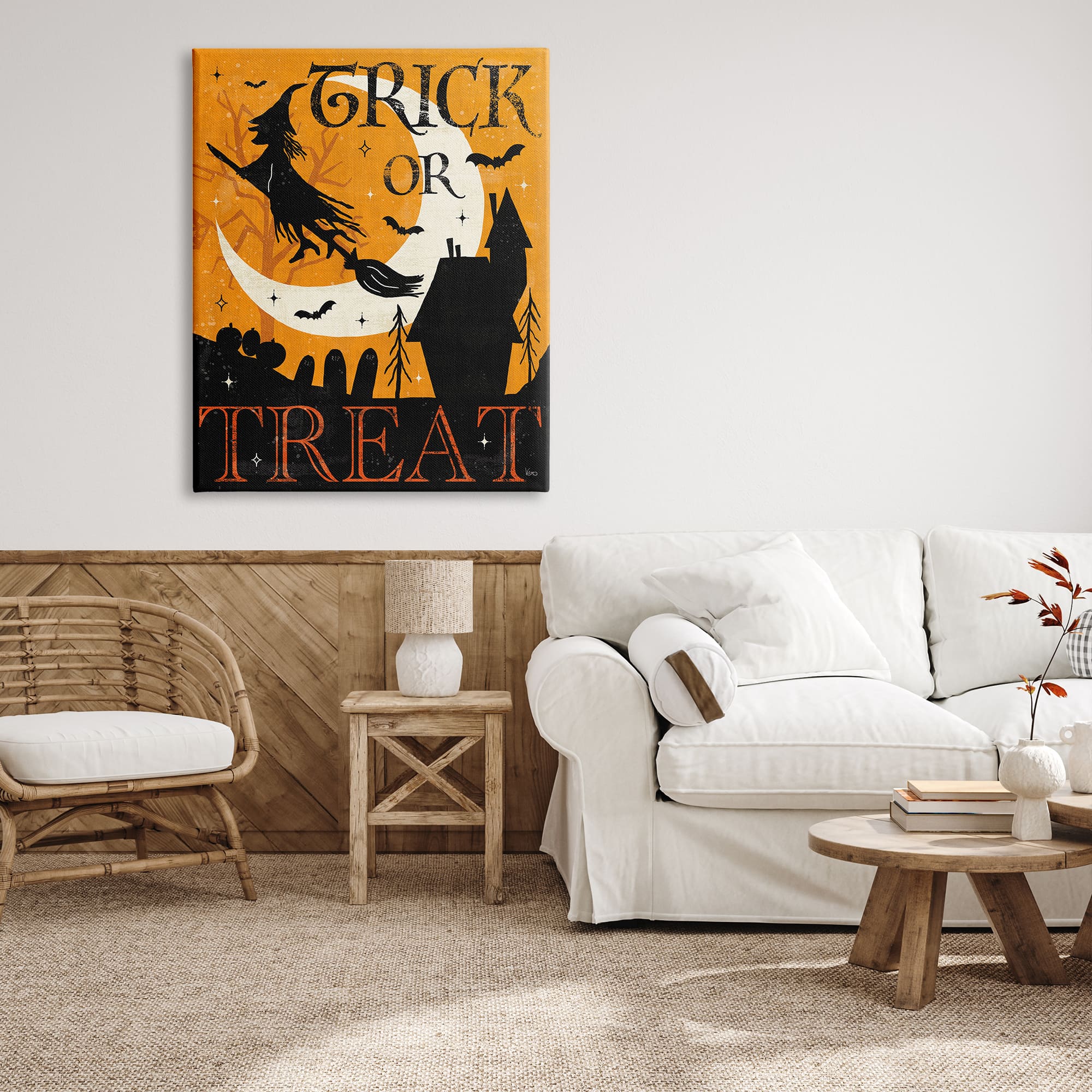 Stupell Industries Trick or Treat Halloween Witch Canvas Wall Art