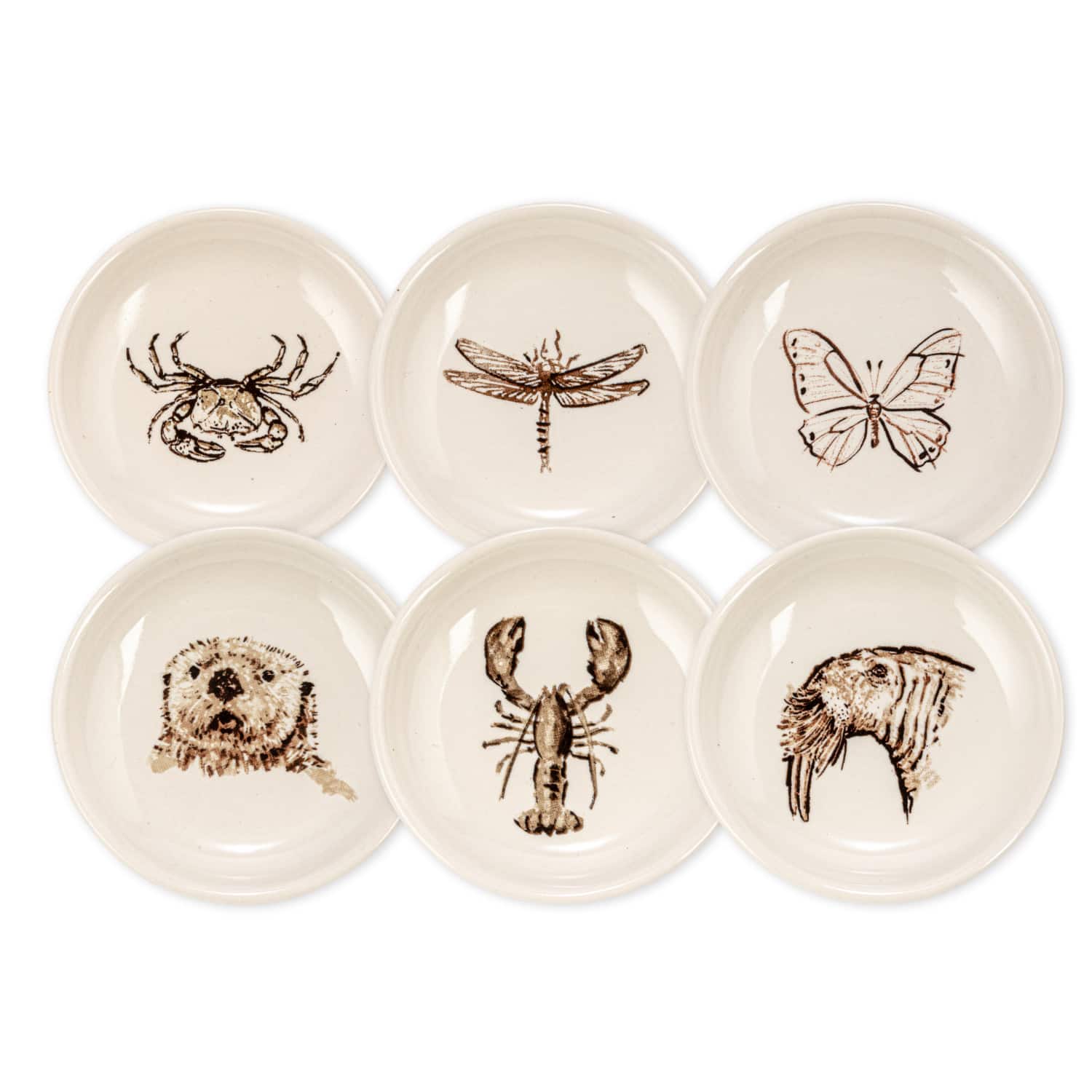 Hello Honey® 3" Cream Round Stoneware Dish Set with Animal Prints