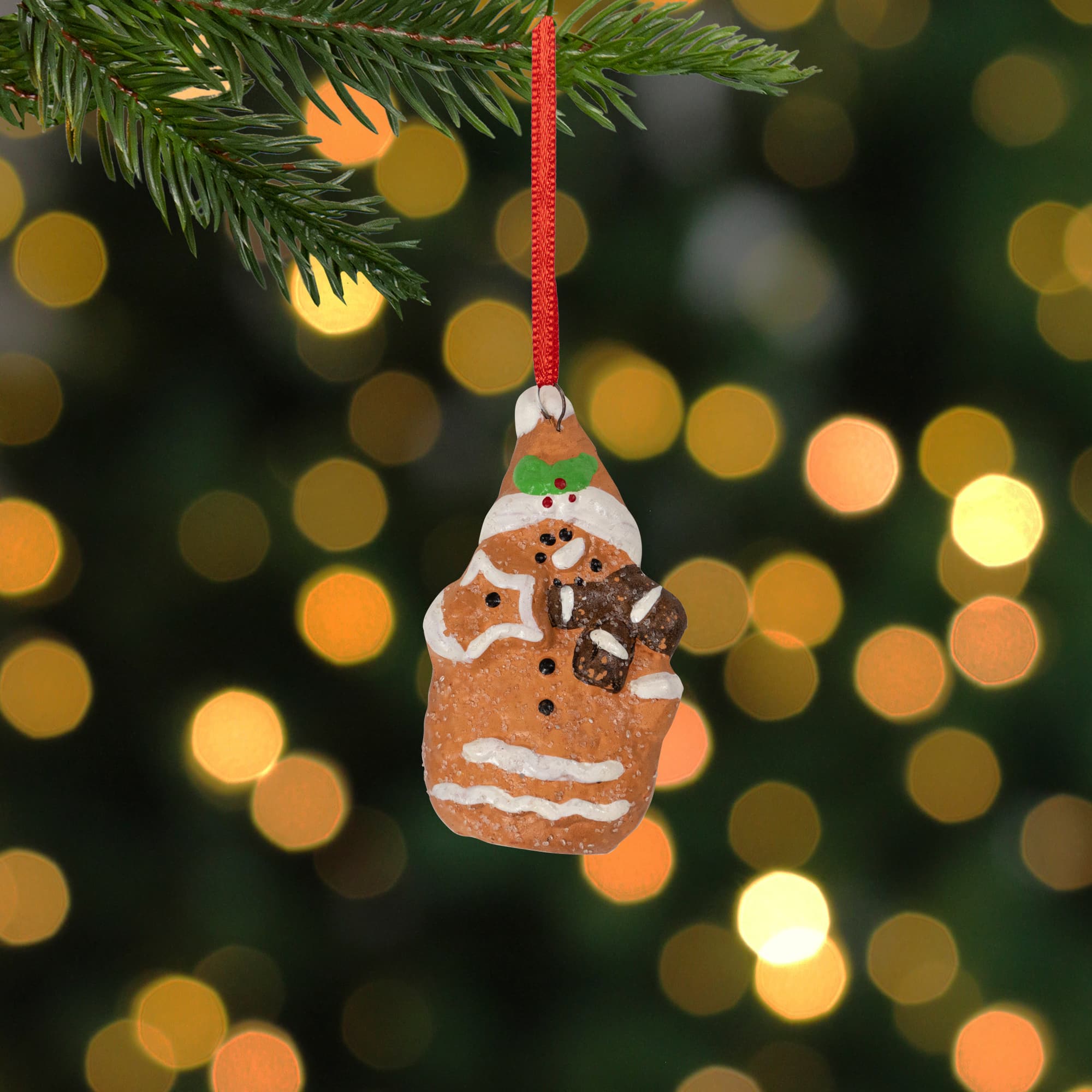Gingerbread Snowman with Star Christmas Ornament - 2.75"