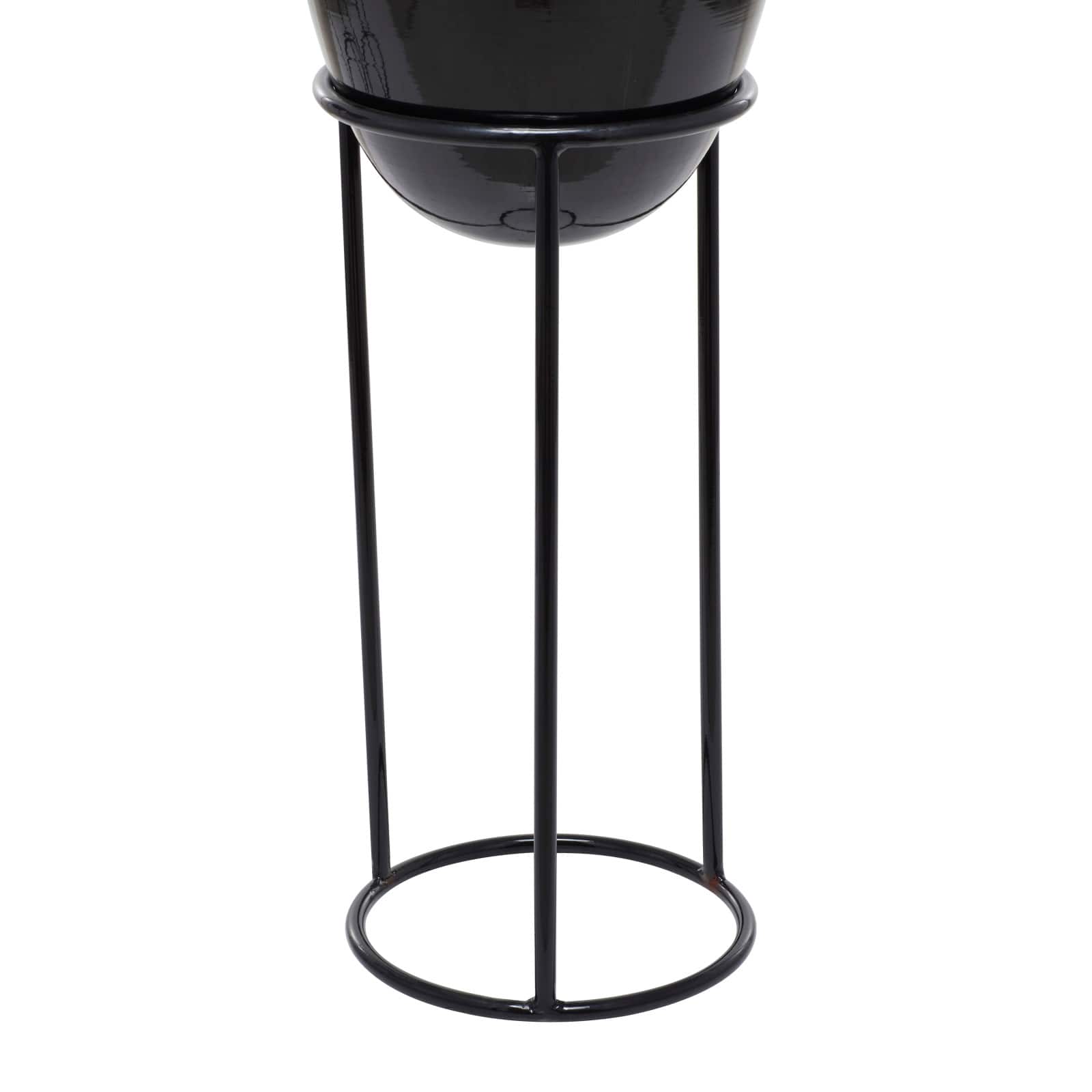 Set of 3 Black Iron Contemporary Planters, 13" x 13" x 13"