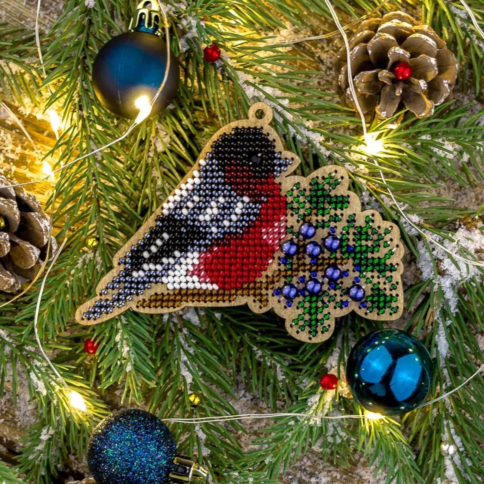 Wonderland Crafts Bird Bead Embroidery on Wood Kit