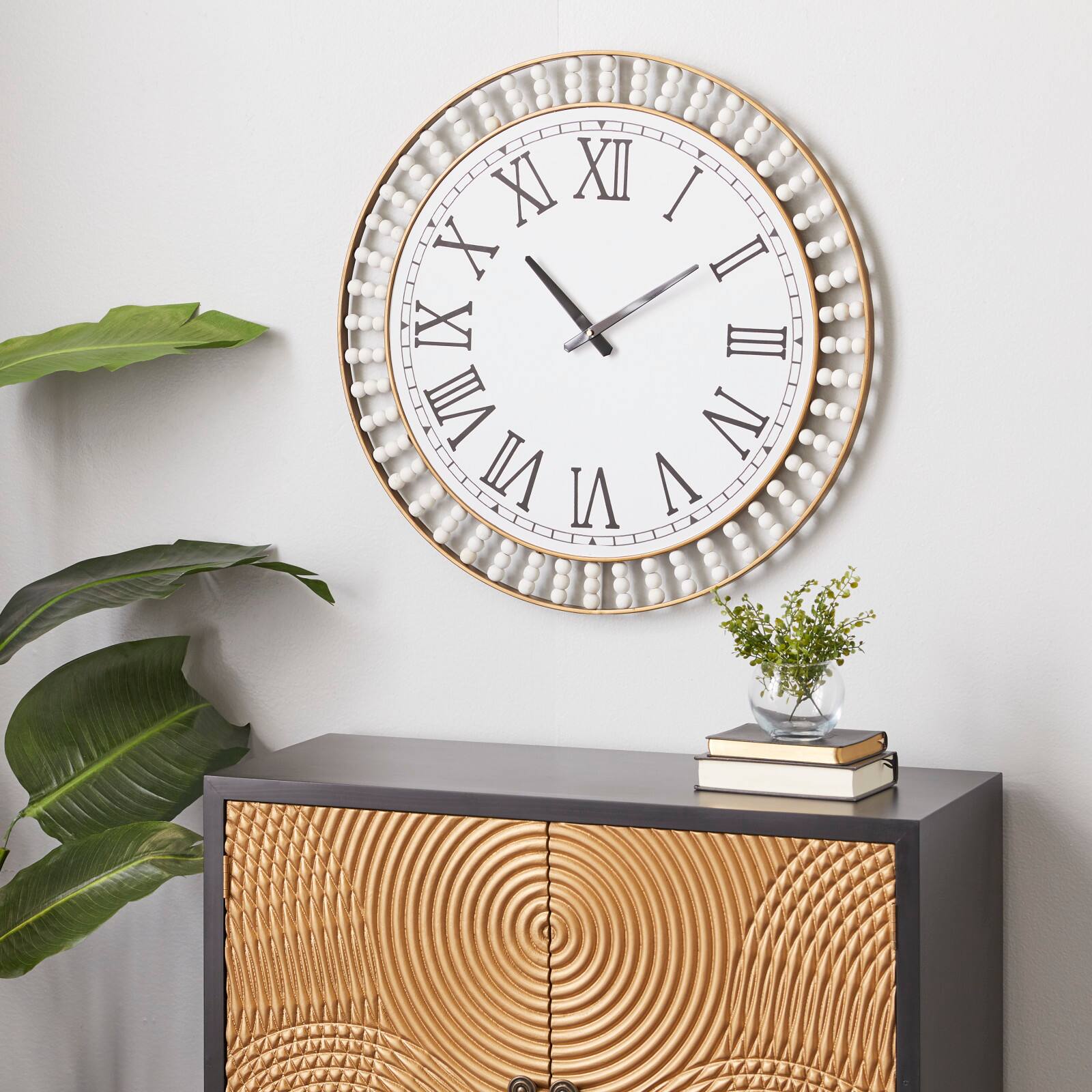 White Metal Contemporary Wall Clock, 24" x 24" x 2"