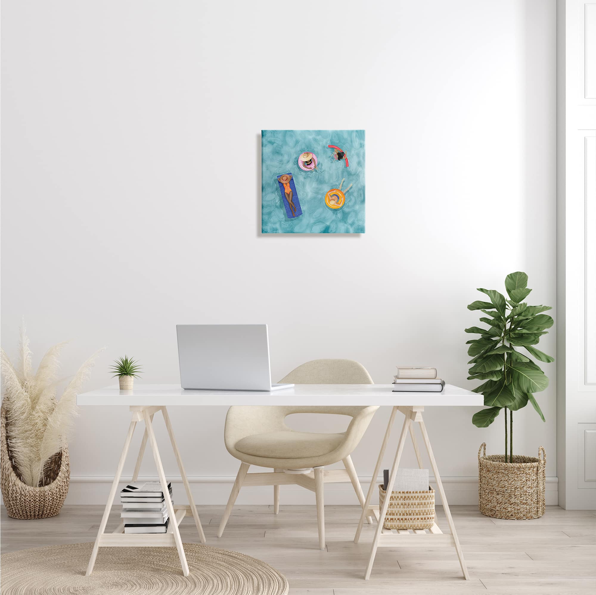 Stupell Industries Group of People Lounging In Water Pool Toys Canvas Wall Art