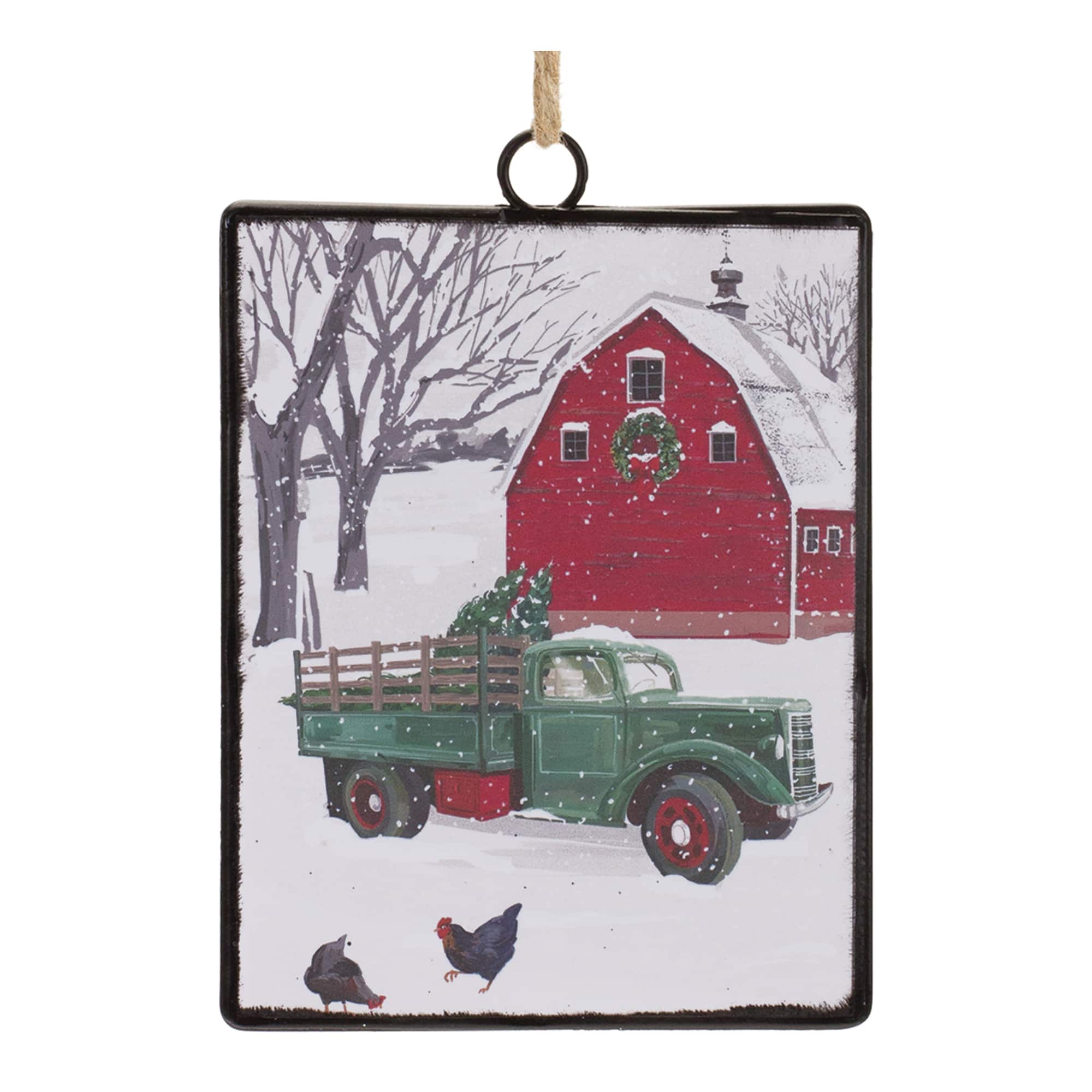 12ct. Glass Truck & Barn Ornament