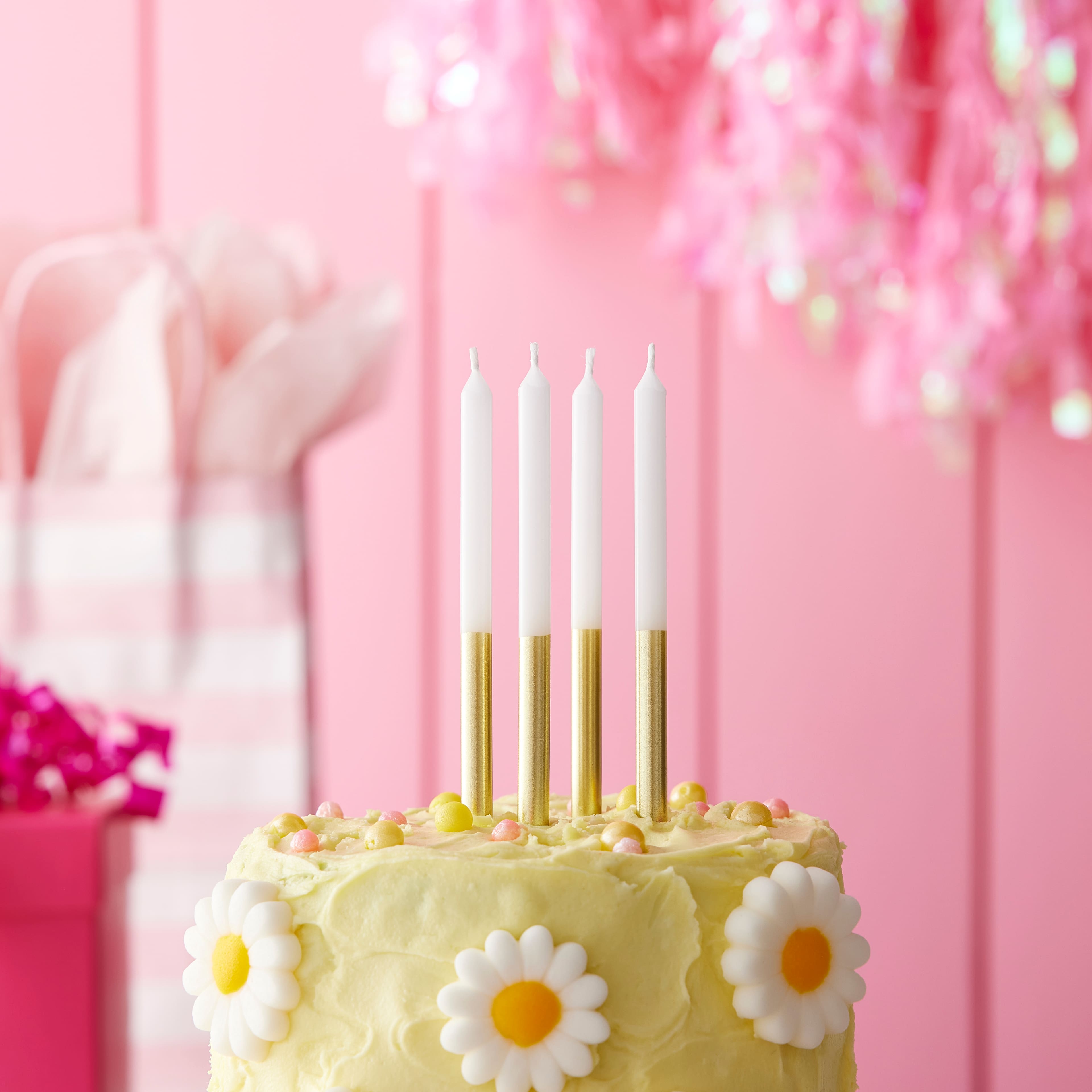 12 Packs: 12 ct. (144 total) Gold Dipped White Birthday Candles by Celebrate It™