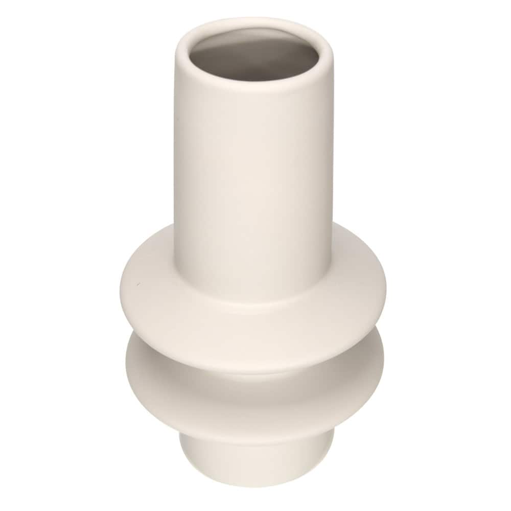 Hello Honey® 9" Taupe Modern Sculptural Stoneware Vase with Latex Glaze
