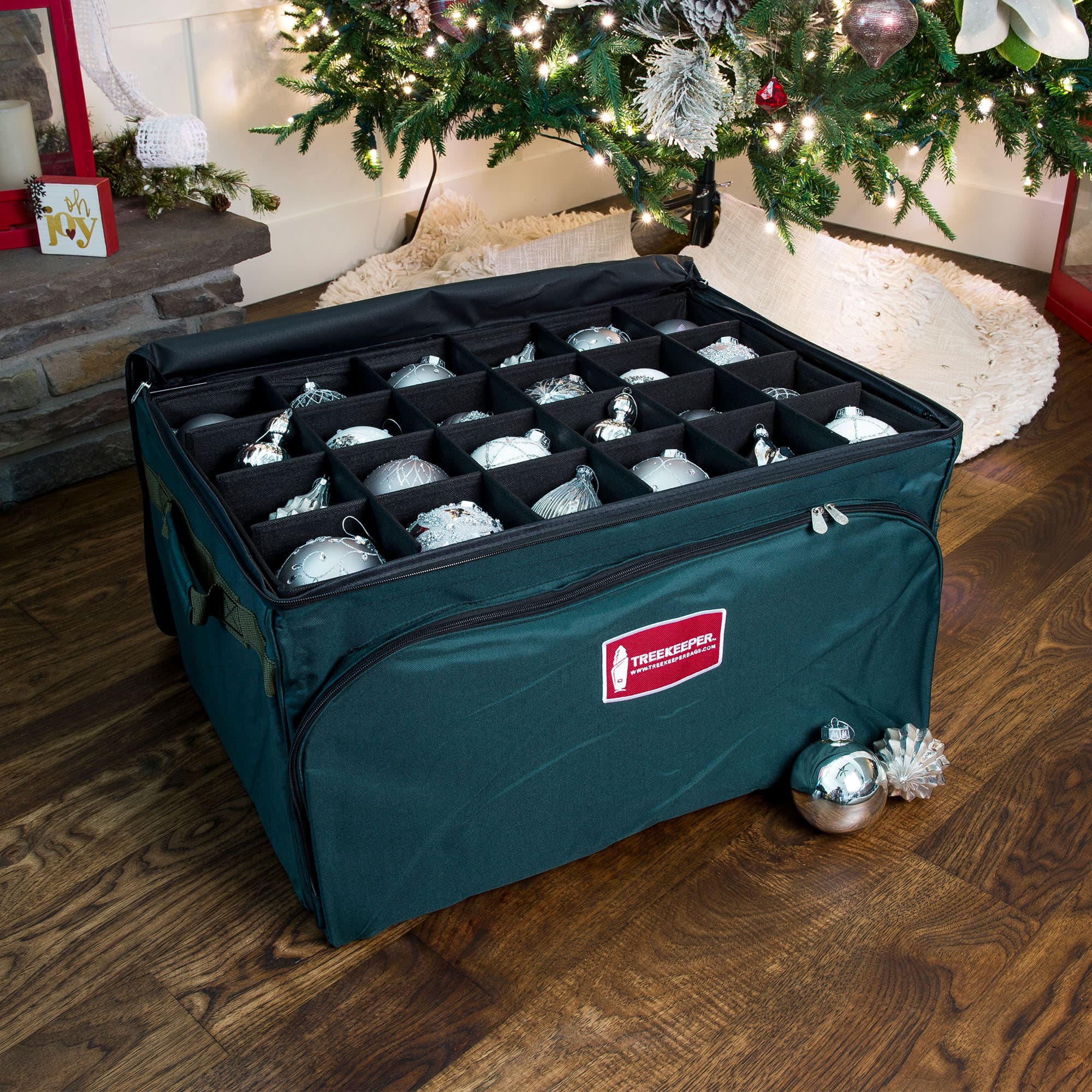 3 Tray Fabric Lined Christmas Ornament Storage Bag