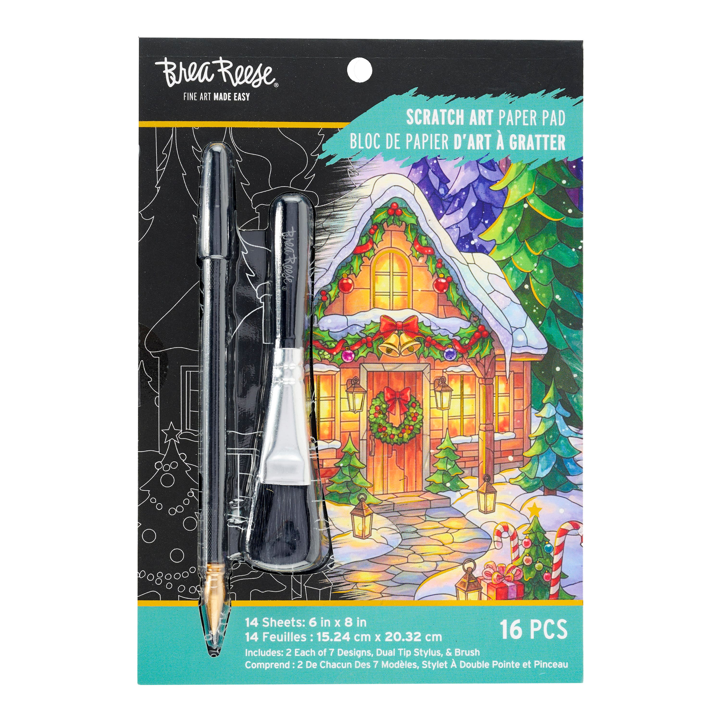 Brea Reese® 6" x 8" Stained Glass Christmas Scratch Art Paper Pad