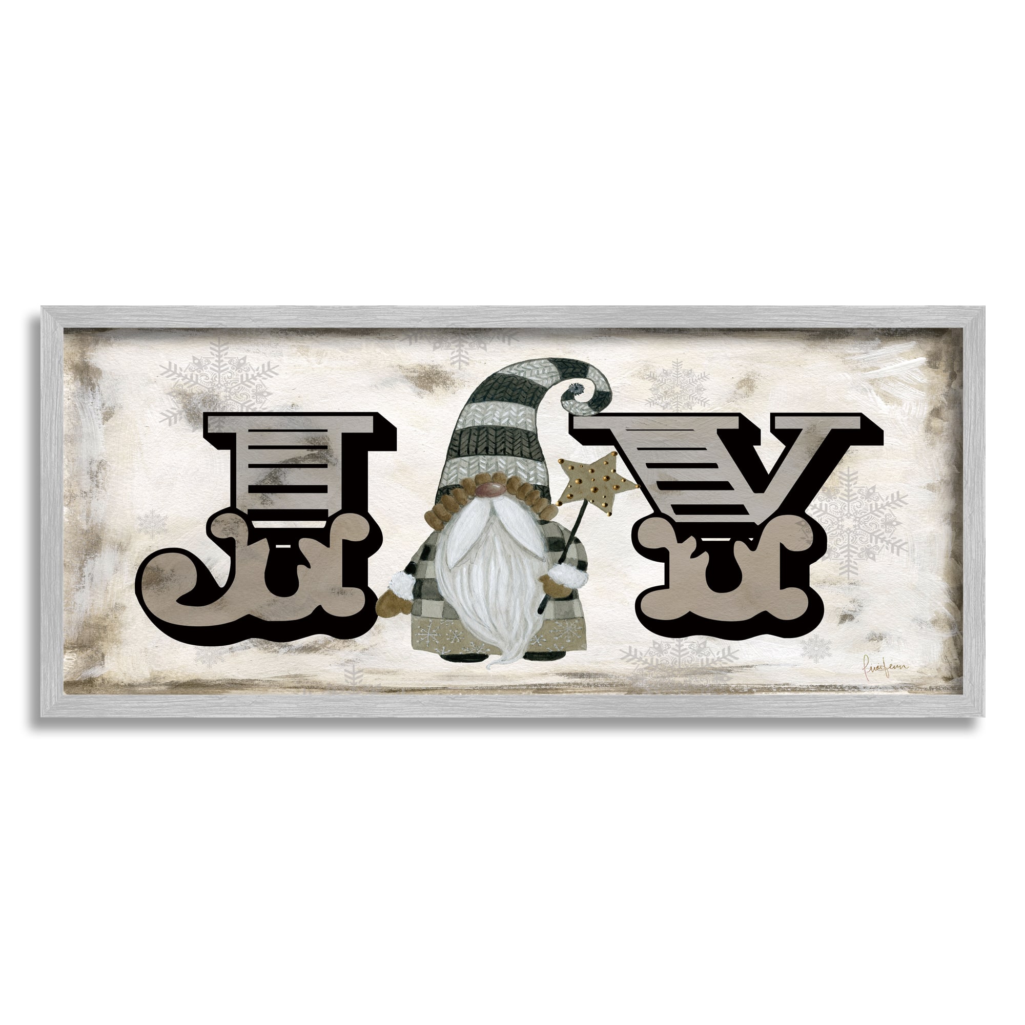 Stupell Industries Joy Vintage Holiday Gnome Framed Giclee Art