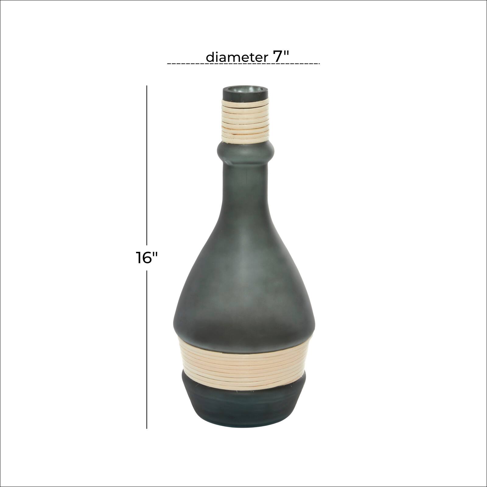 16" Green Contemporary Glass Vase
