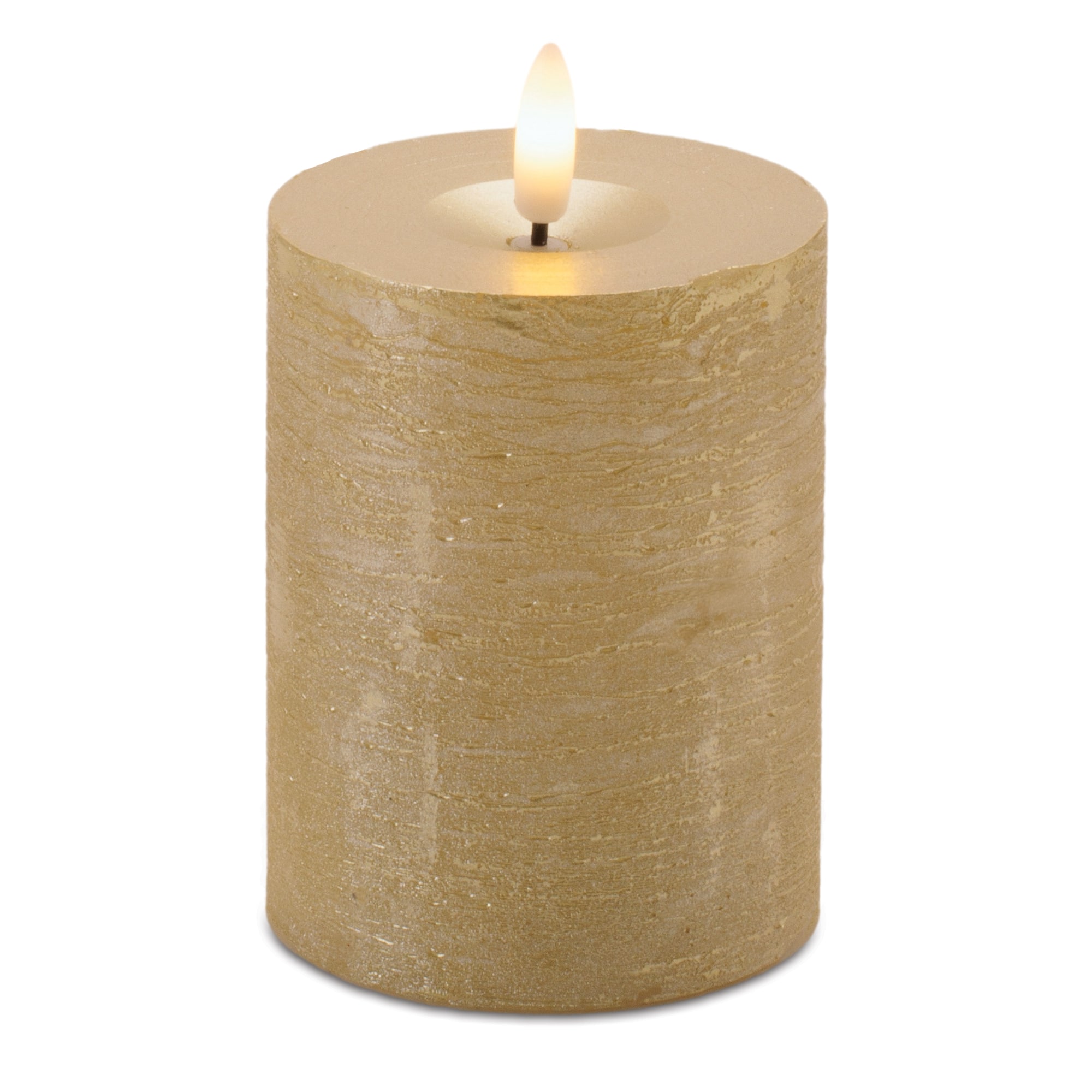Melrose Metallic Gold FIA WICK LED Pillar Candles
