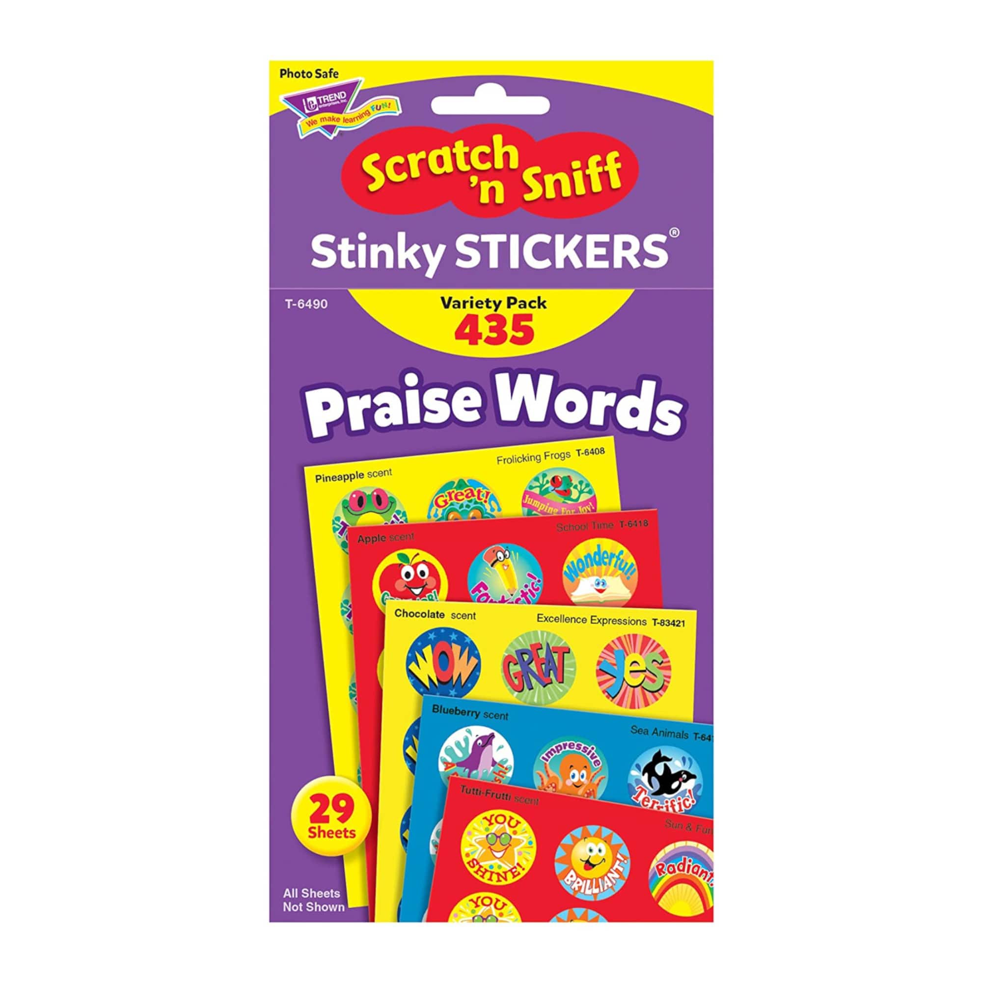 Trend Enterprises® Praise Words Scratch 'n Sniff Stinky Stickers® Variety Pack