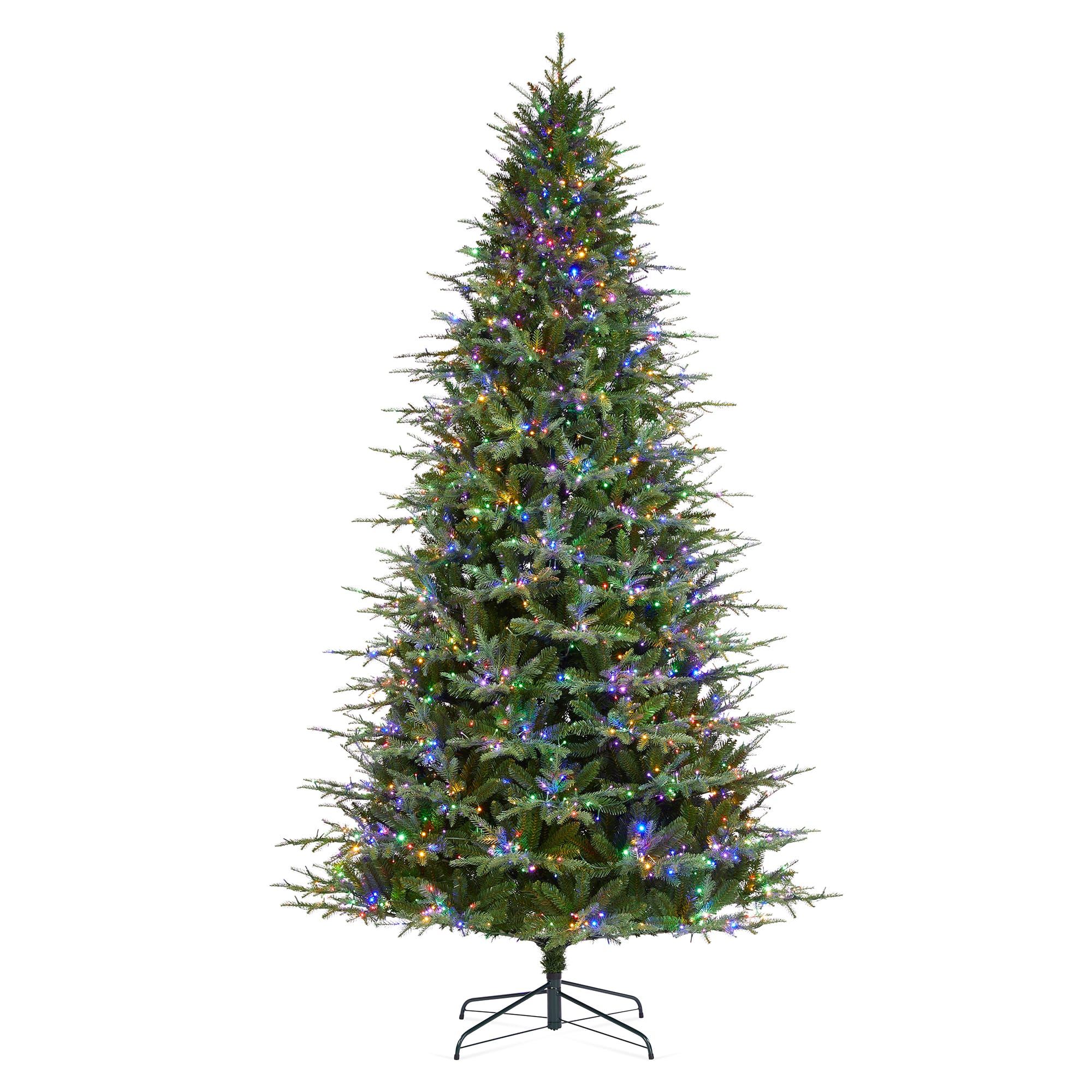 Glitzhome® 9ft Pre-Lit Full Fir Artificial Christmas Tree, Multicolor LED Lights