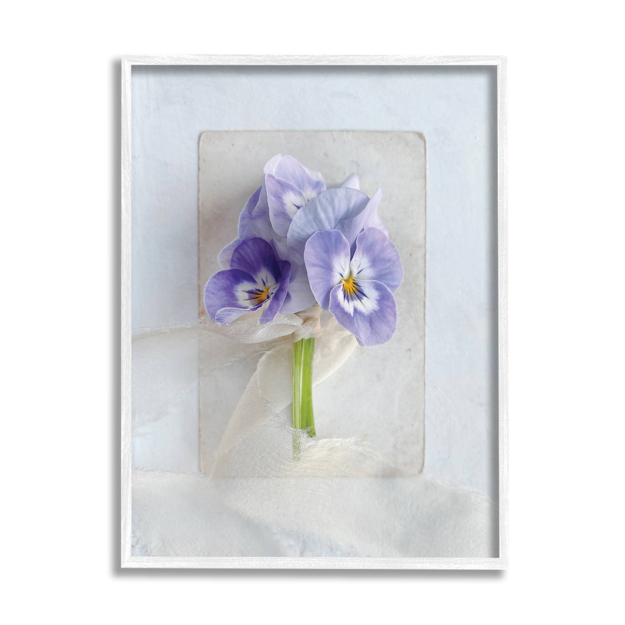 Stupell Industries Violets Wrapped in Sheer Soft Country Floral in White Frame Wall Art