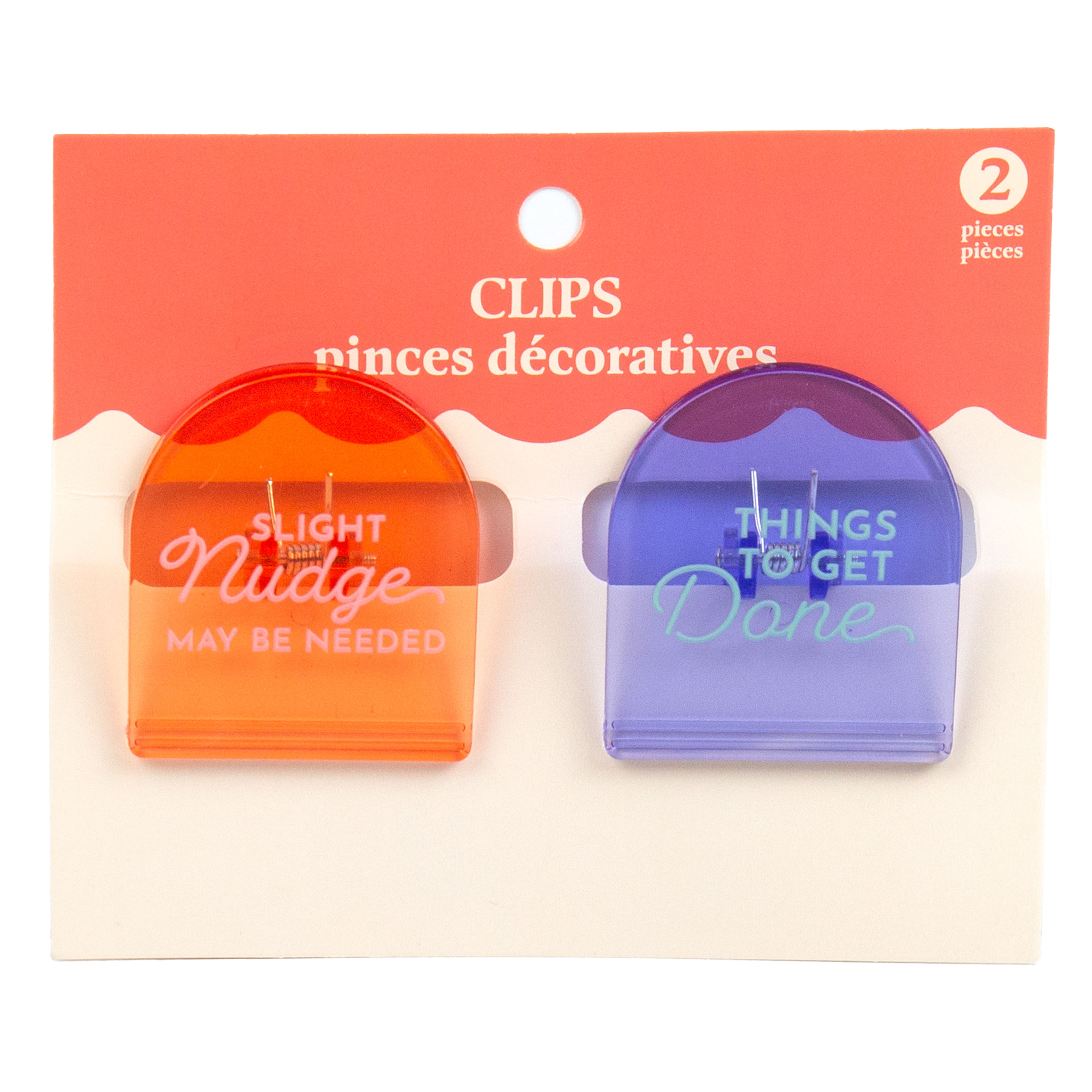 2" Coral & Blue Half Moon Clips