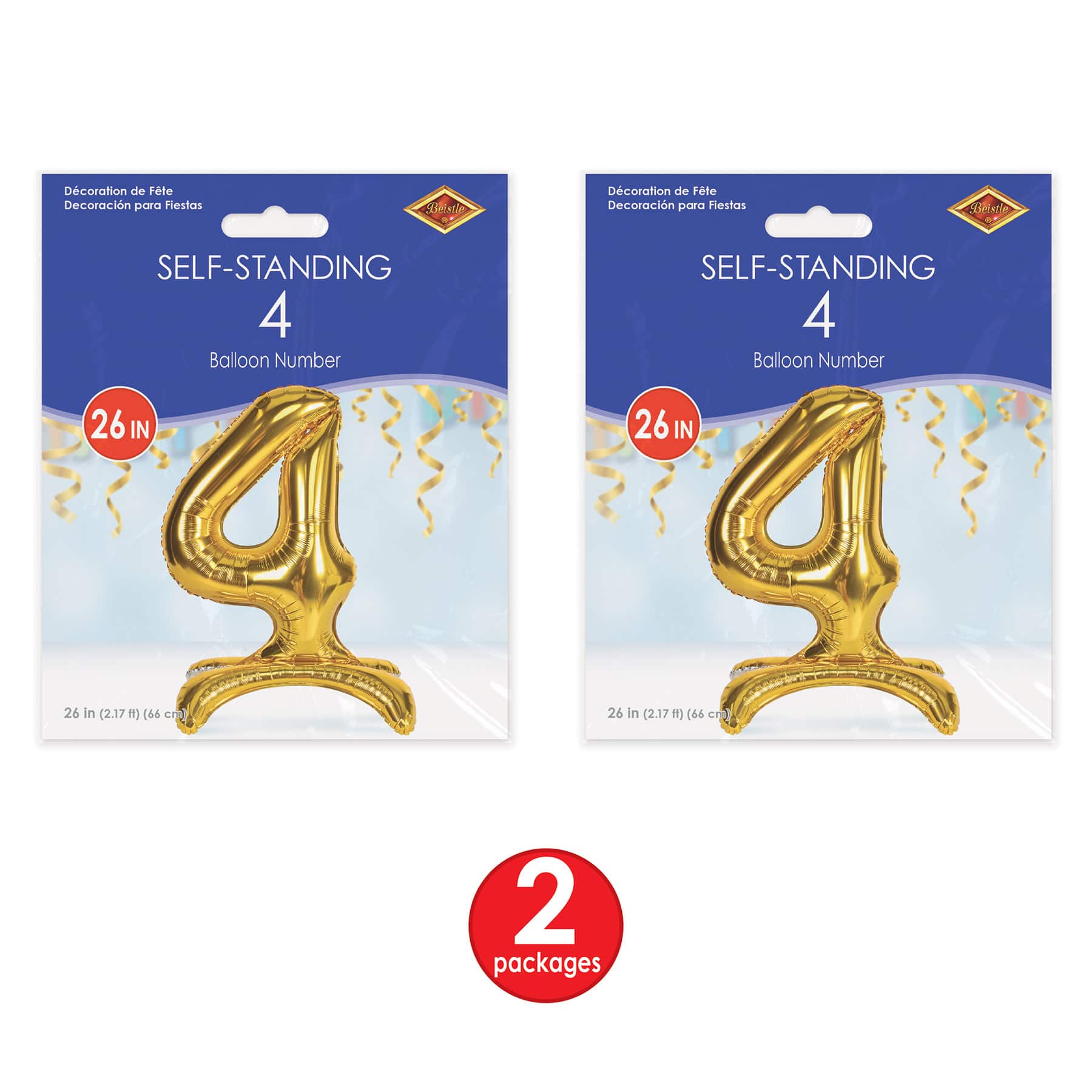 Beistle 26" Gold Self-Standing Foil Balloon Numbers, 2ct.