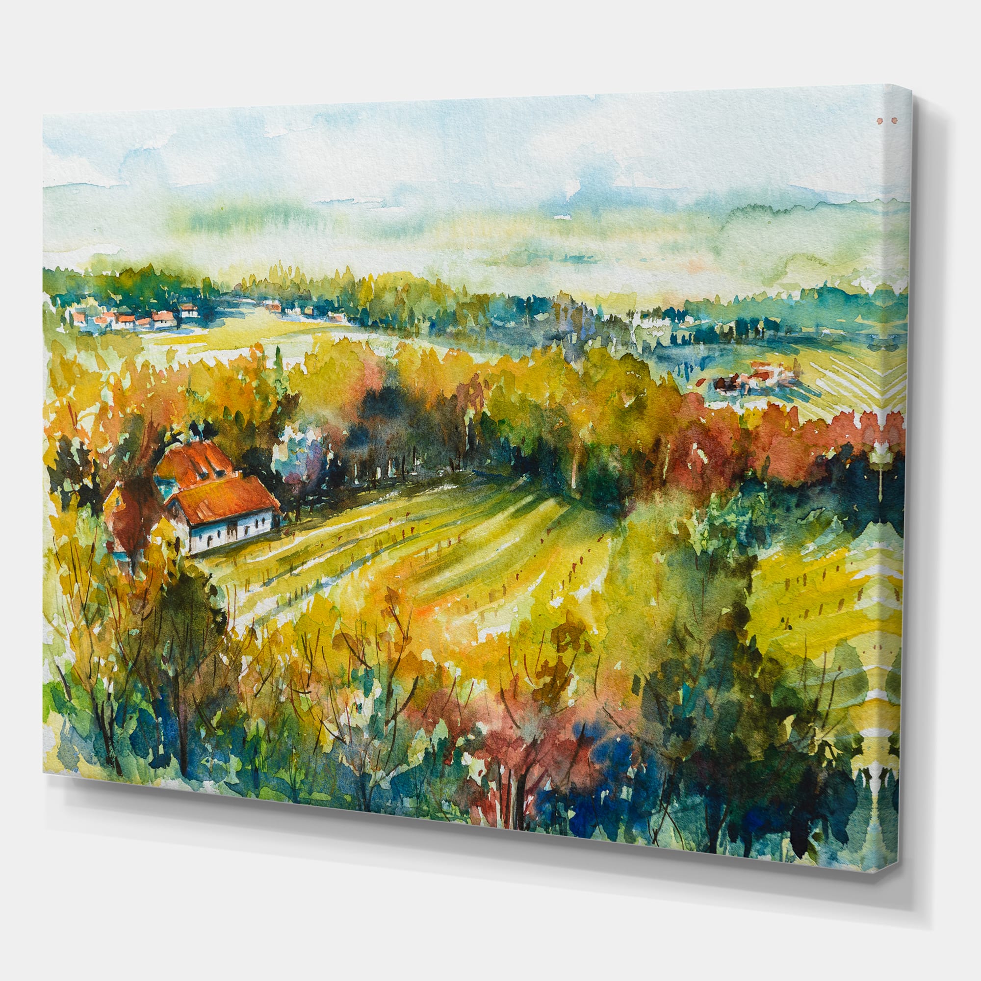 Designart - Rural Autumn Landscape - Country Canvas Wall Art Print