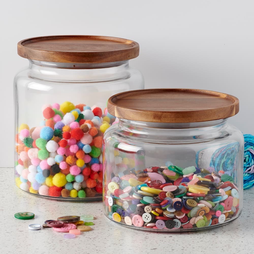 Anchor Hocking 64oz. Mini Montana® Glass Jar with Acacia Wood Cover