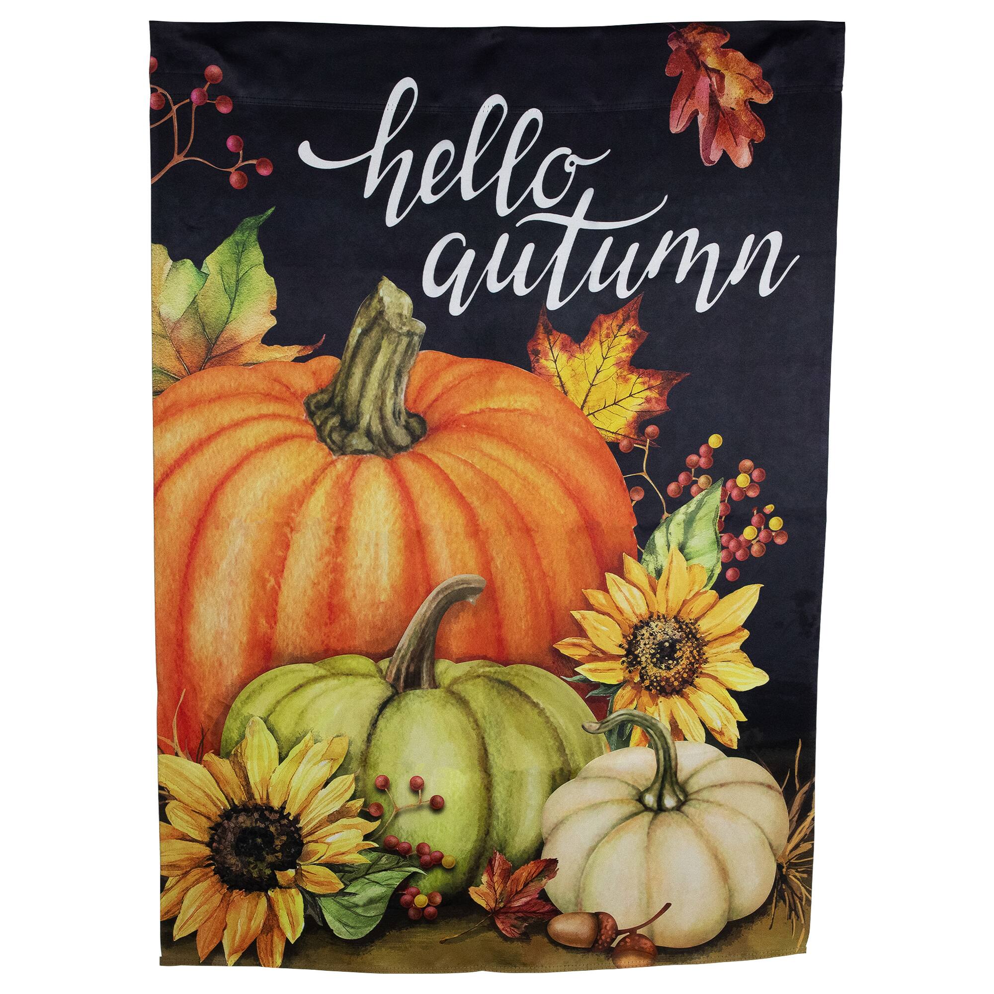 40" x 28" Pumpkins & Sunflowers Hello Autumn Outdoor Fall Harvest House Flag