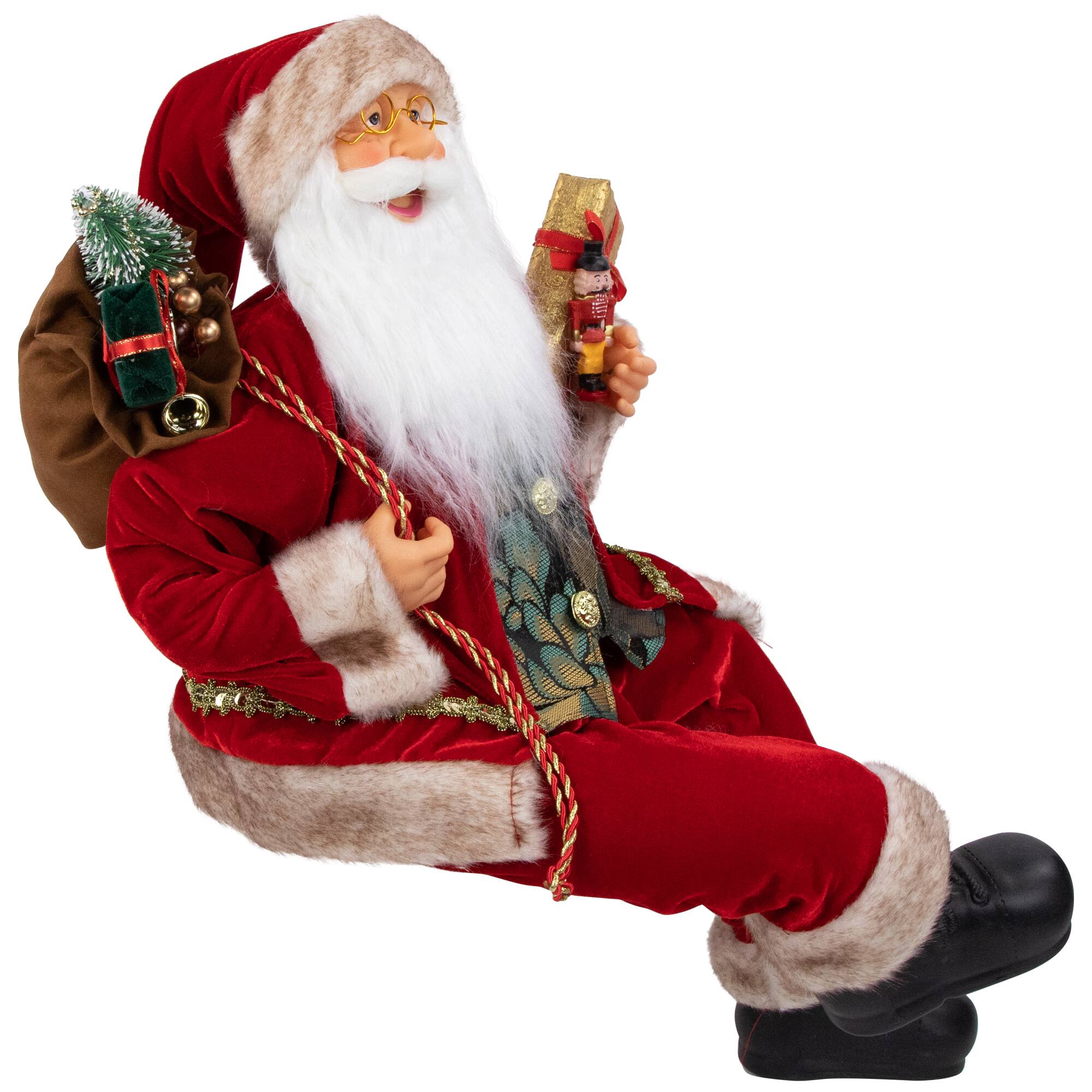 24" Sitting Santa Claus with Gift Bag and Presents Christmas Figure