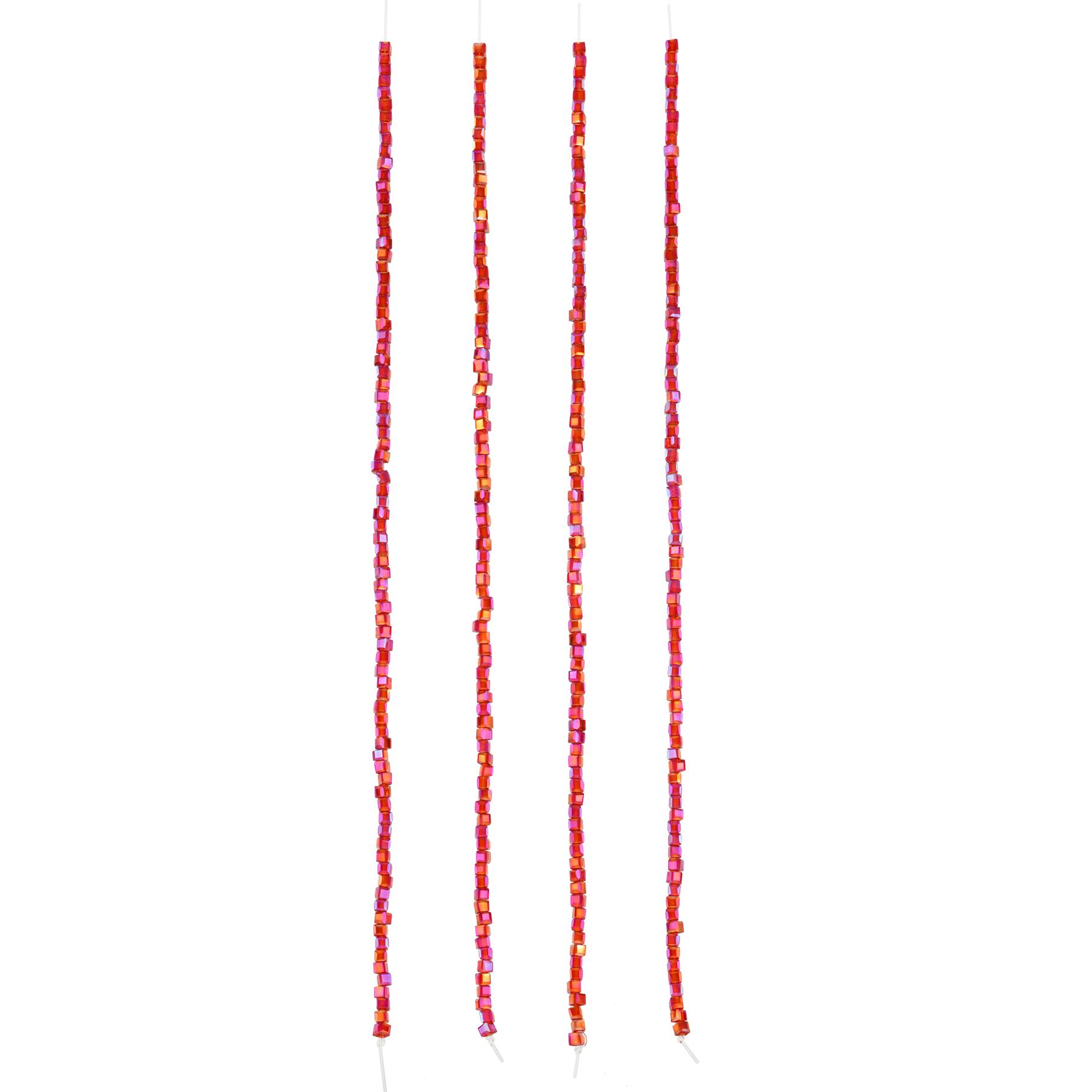 12 Pack: Red Faceted Glass Cube Beads, 2mm by Bead Landing™