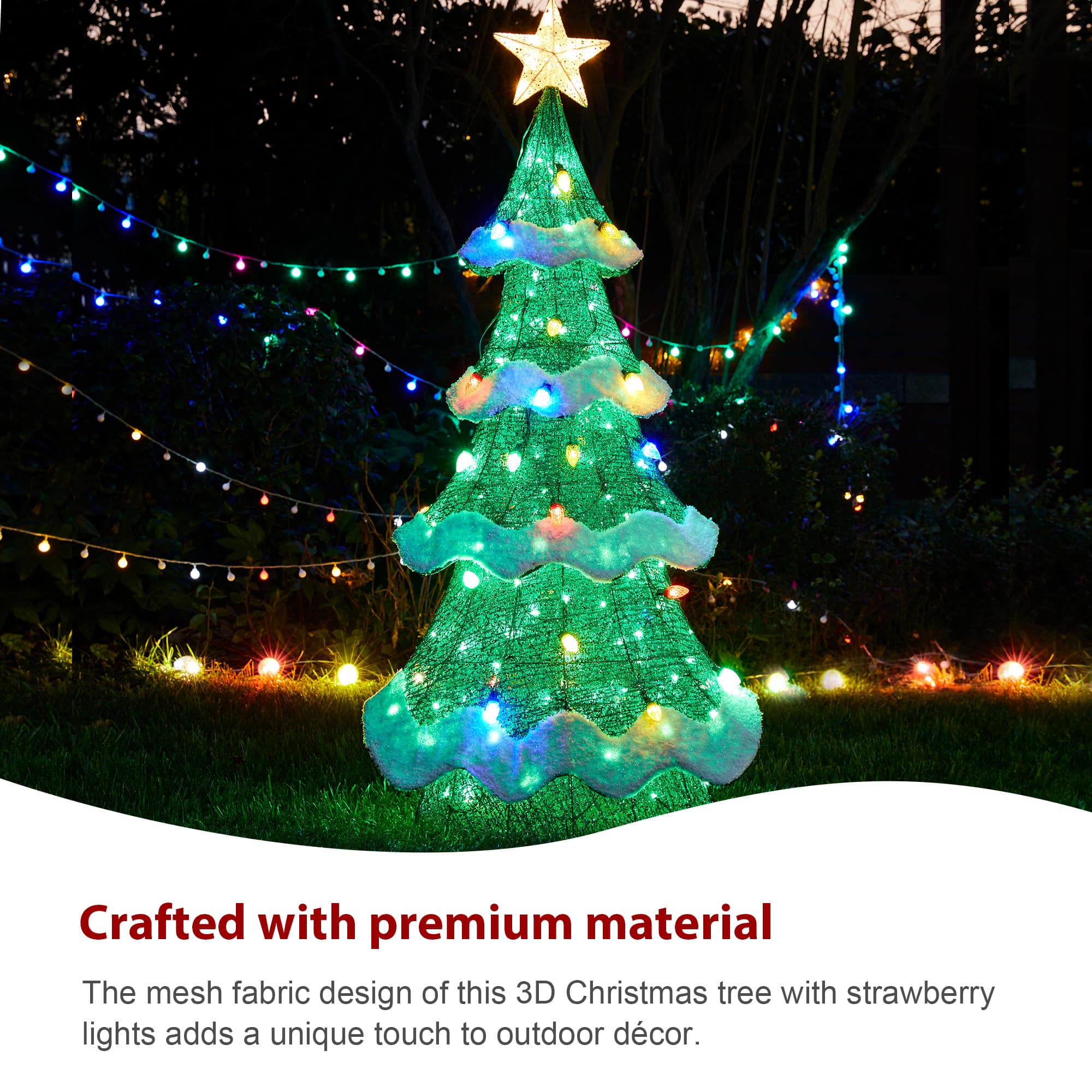 Glitzhome® 4.5ft. Lighted Christmas 3D Mesh Tree Outdoor Décor