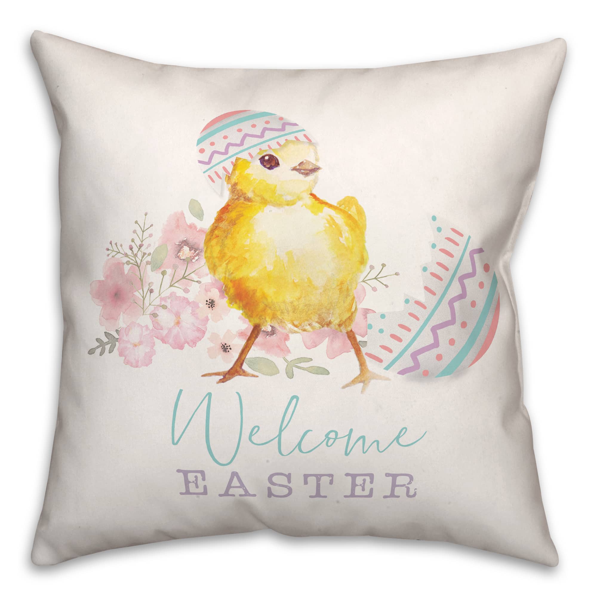 Welcome Easter Chick Throw Pillow