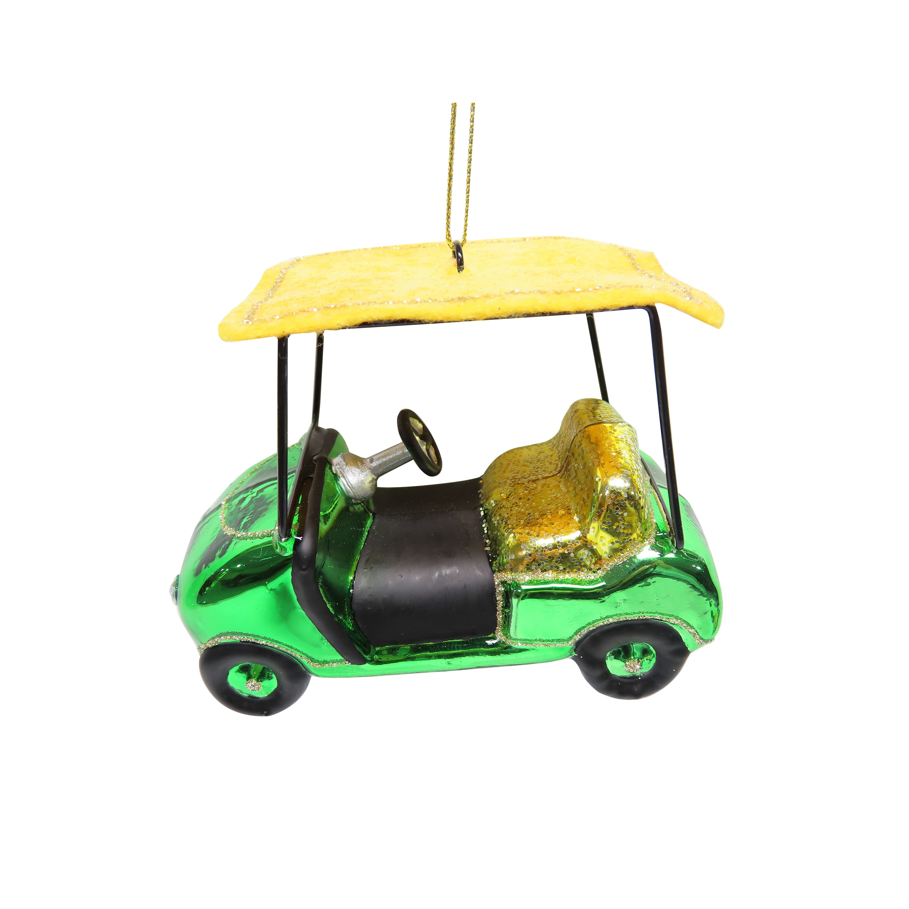 4.25" Green Golf Cart Hand Painted Glass Ornament by Ashland®