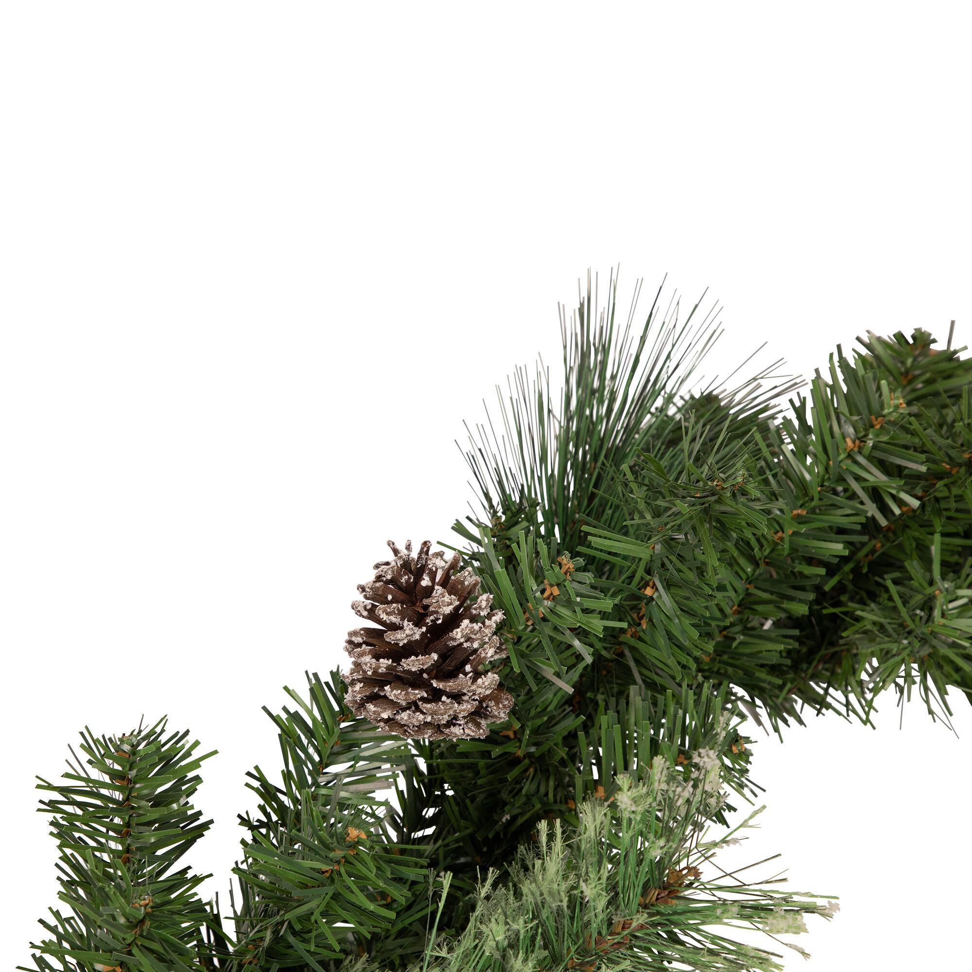Pre-Decorated Frosted Pine Cones & Red Berry Artificial Garland, Unlit
