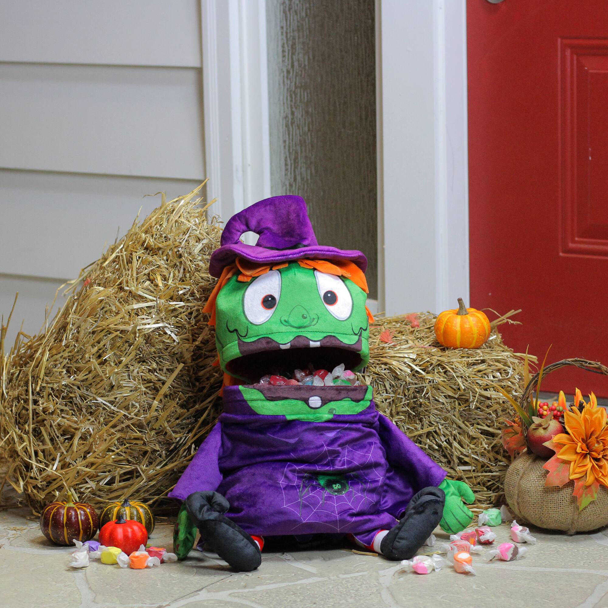 23" Purple & Green Witch Child Trick or Treat Halloween Bag
