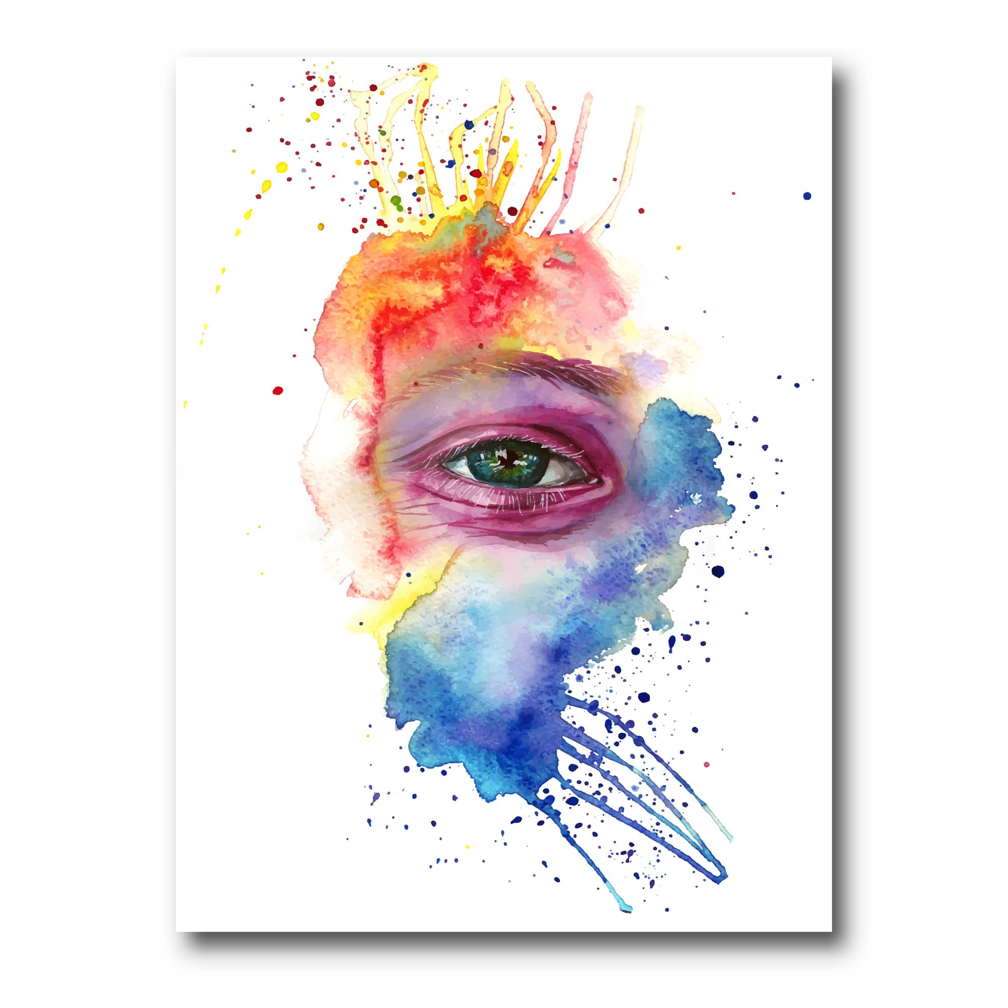 Designart - Detail of Eye In Multi-Colored Face Portrait - Bohemian & Eclectic Canvas Wall Art Print