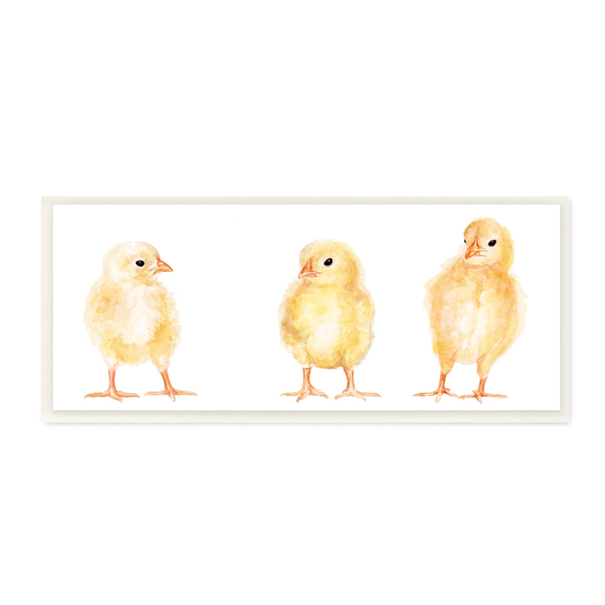 Stupell Industries Baby Chick Trio Watercolor Portrait Kids' Wild Animals,7" x 17"