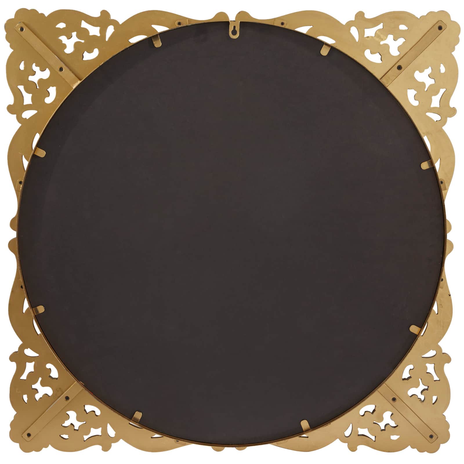 Gold Metal Carved Acanthus Floral Wall Mirror with Distressed Details 30" x 2" x 30"