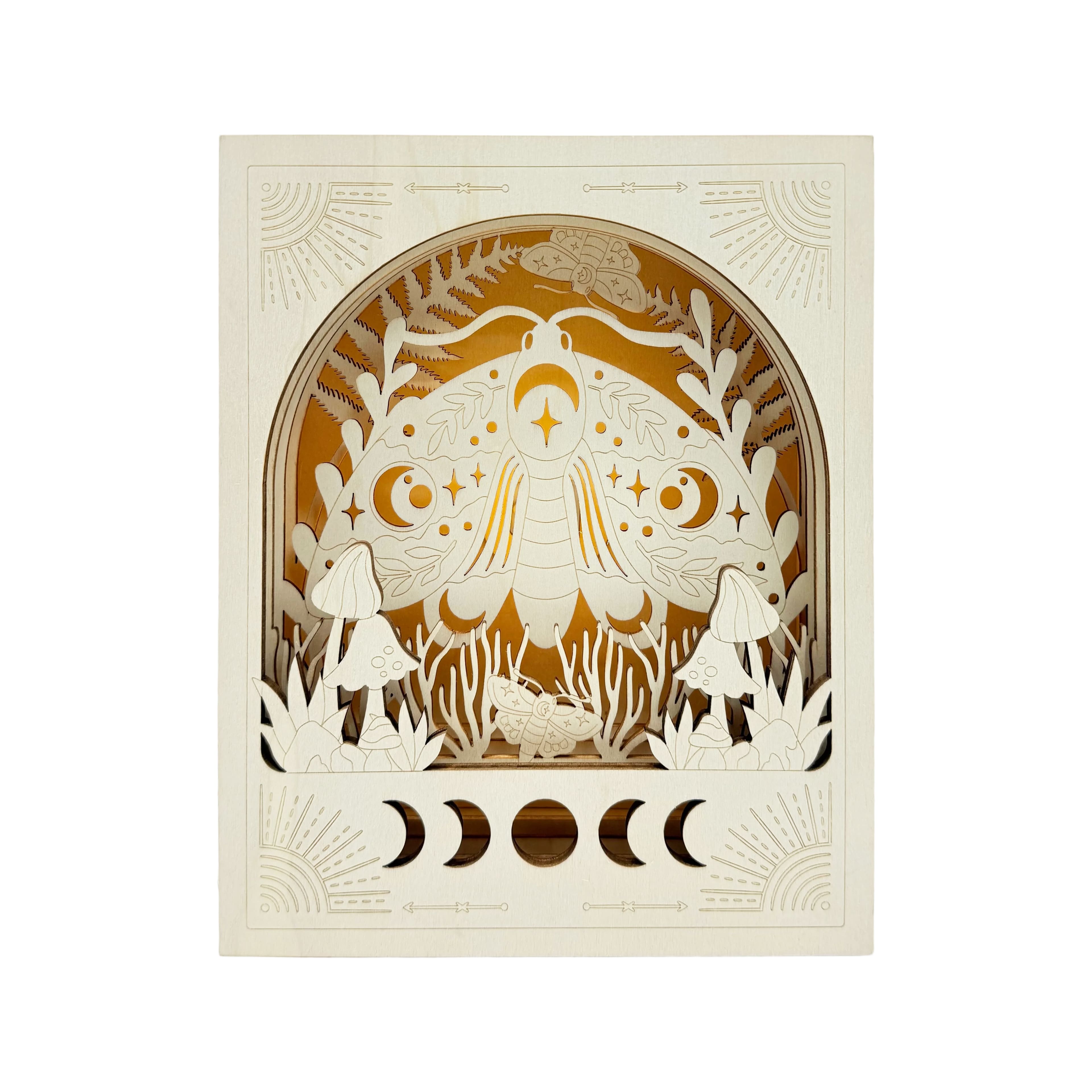 8.75" Celestial Moth Shadow Box DIY LED Wood Décor by Make Market®