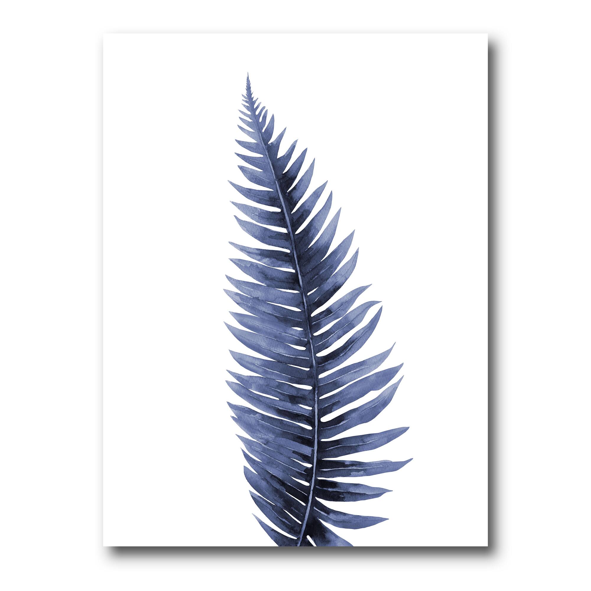 Designart - Tropical Blue Watercolour Leaves II - Bohemian & Eclectic Canvas Wall Art Print