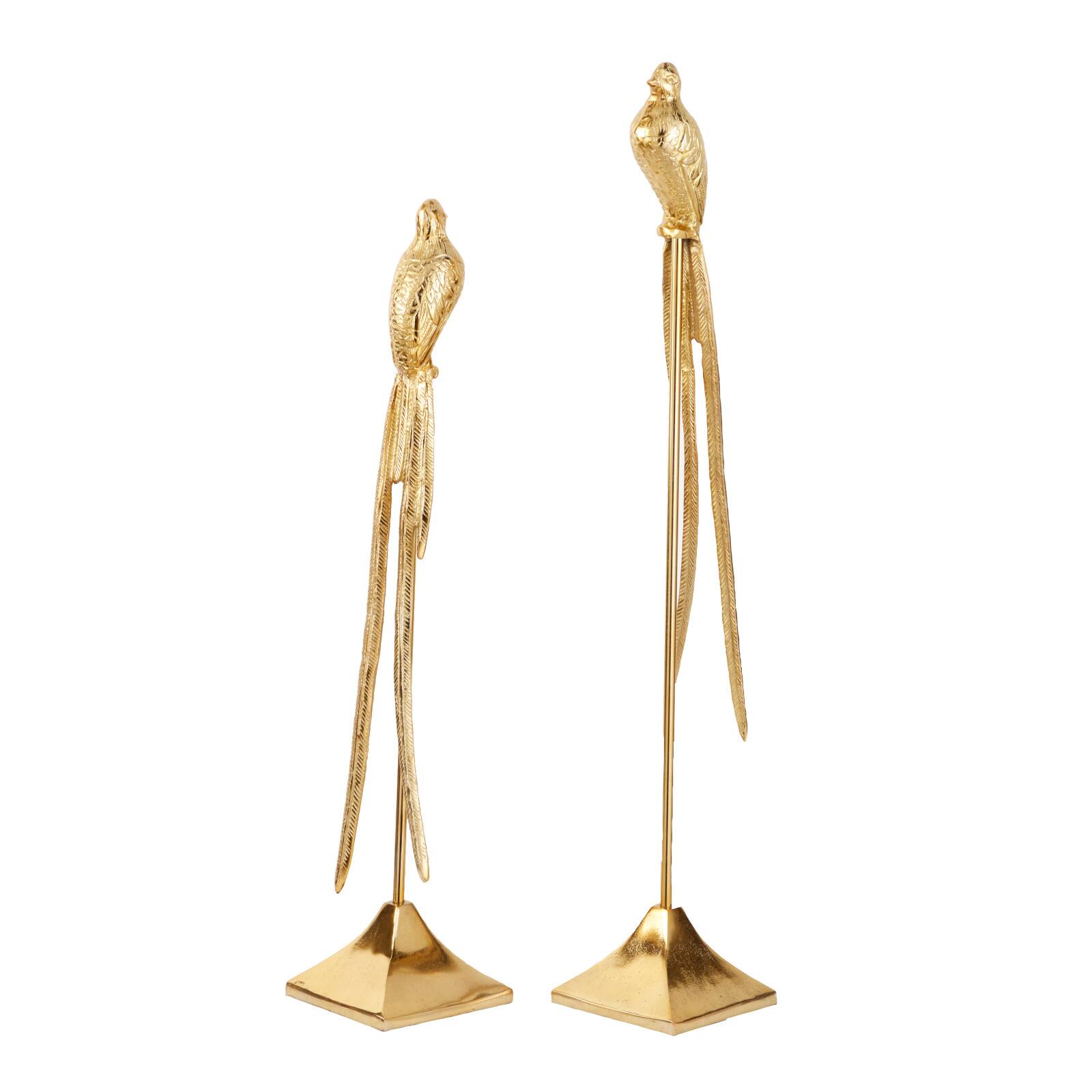 Set of 2 Gold Aluminum Eclectic Bird Sculpture, 33", 28"