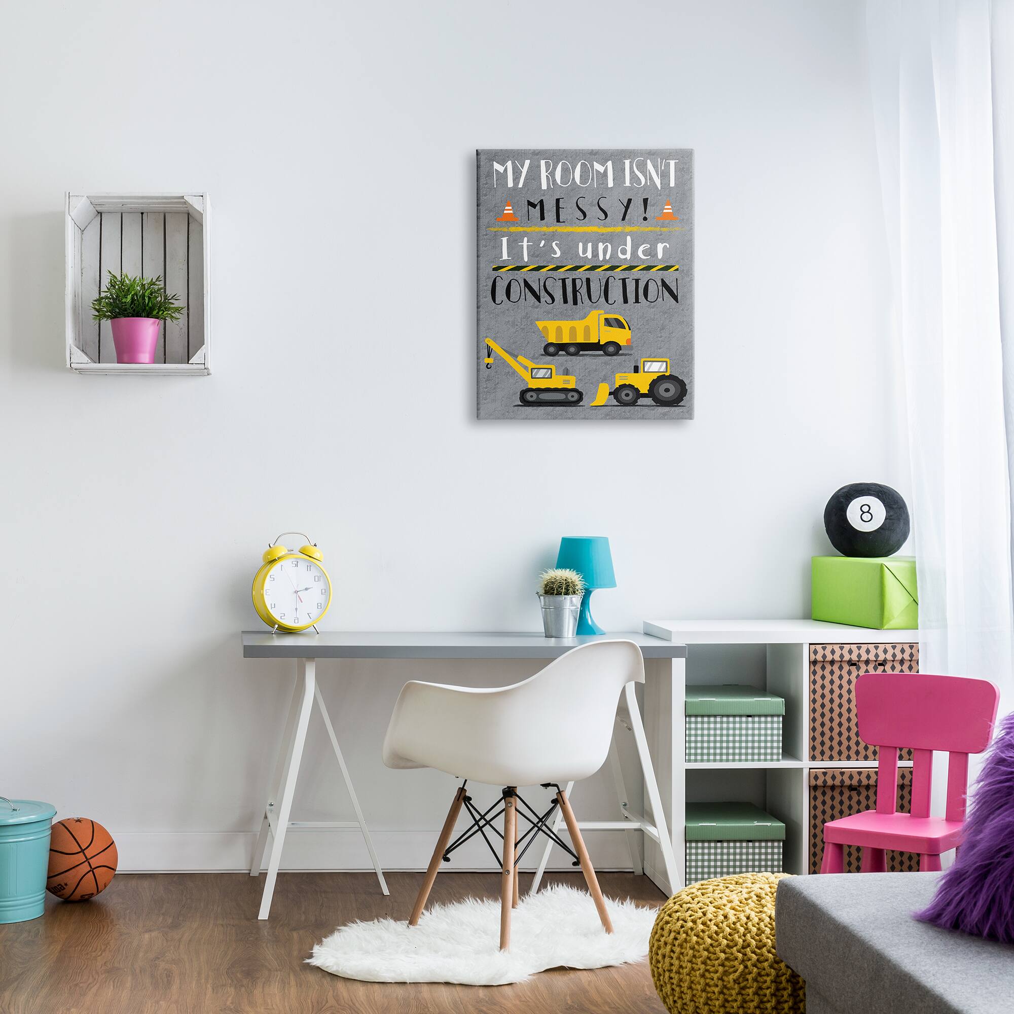 Stupell Industries Messy Room or Under Construction Kid's Room Sign Canvas Wall Art
