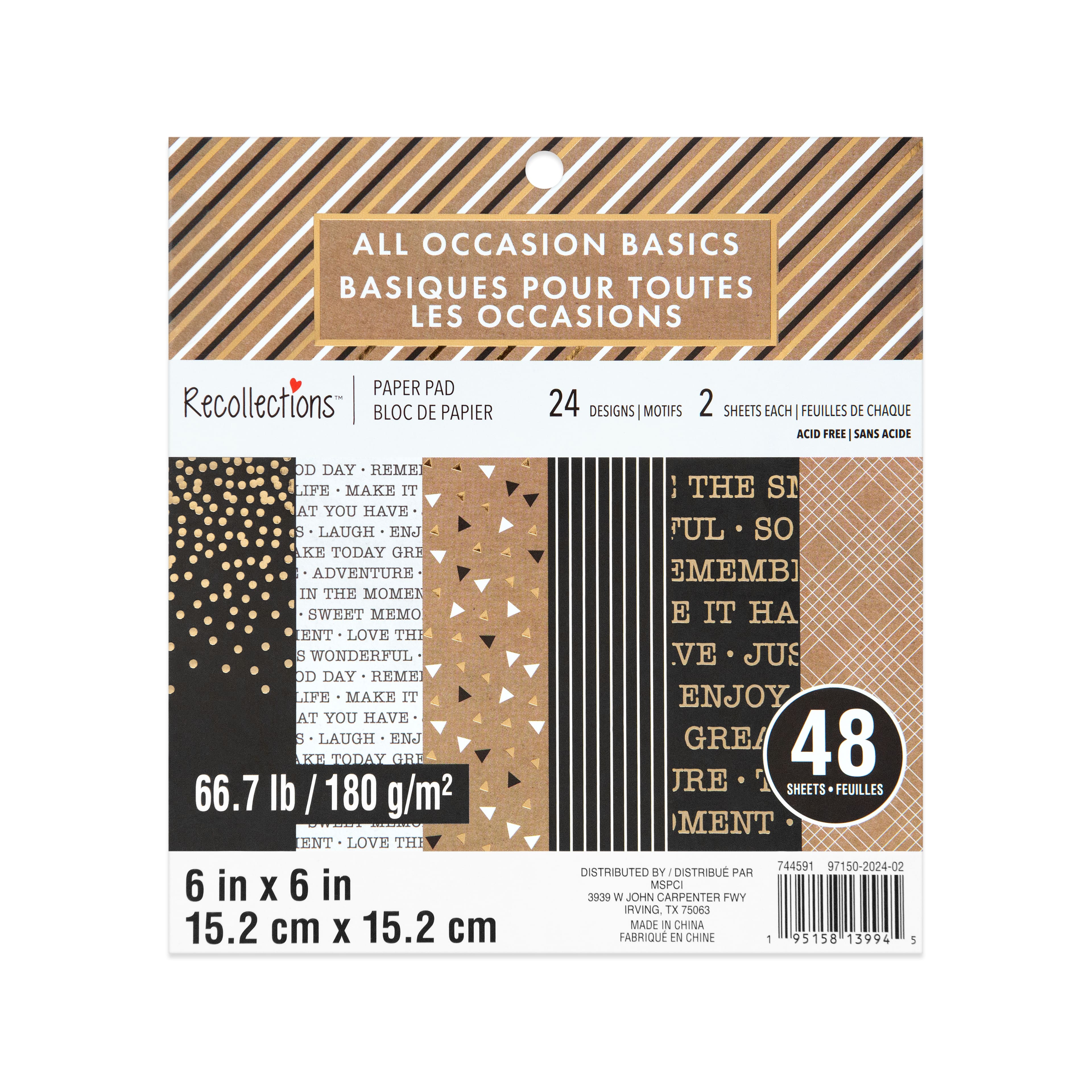 12 Pack: 6" x 6" All Occasion Basics Paper Pad by Recollections™
