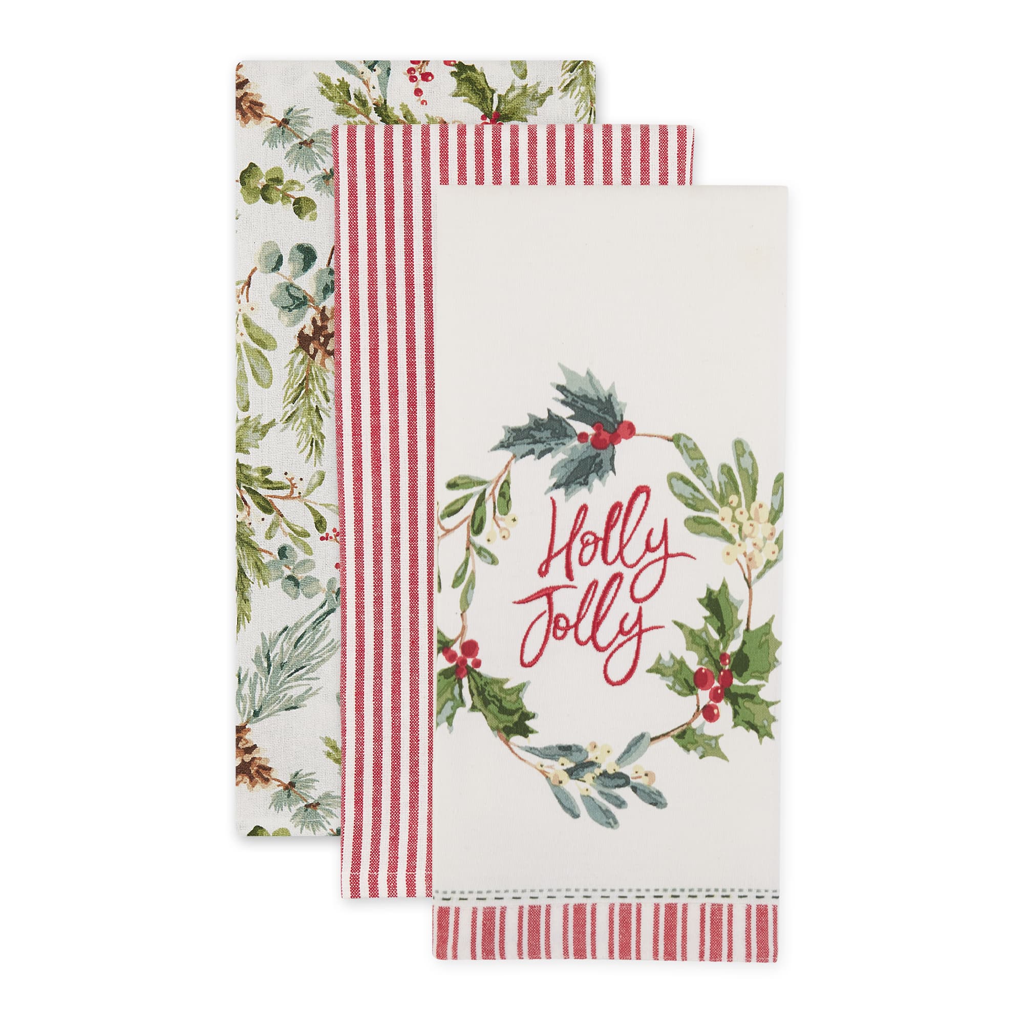 DII® Holly Jolly Sprigs Dishtowel Set