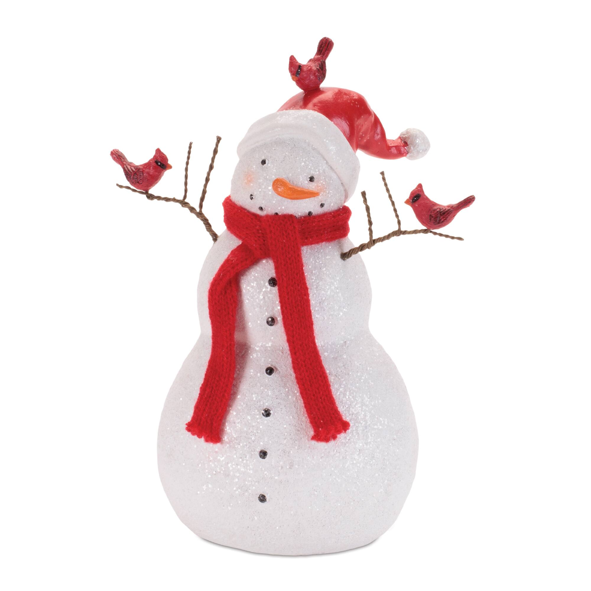 Melrose Holiday Snowman with Scarf & Cardinal Birds Set