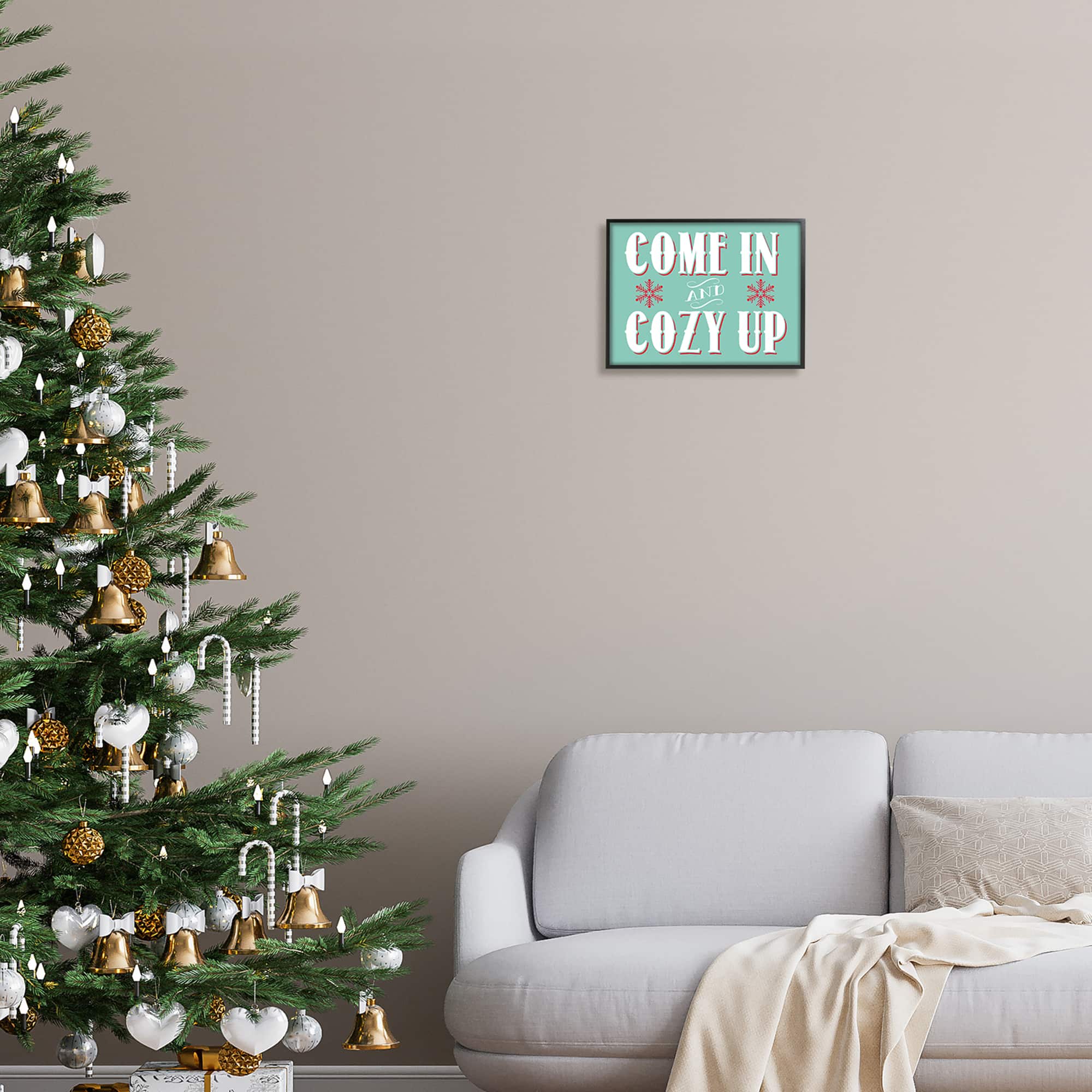 Stupell Industries Come In & Cozy Up Snowflake Phrase Framed Giclee Art
