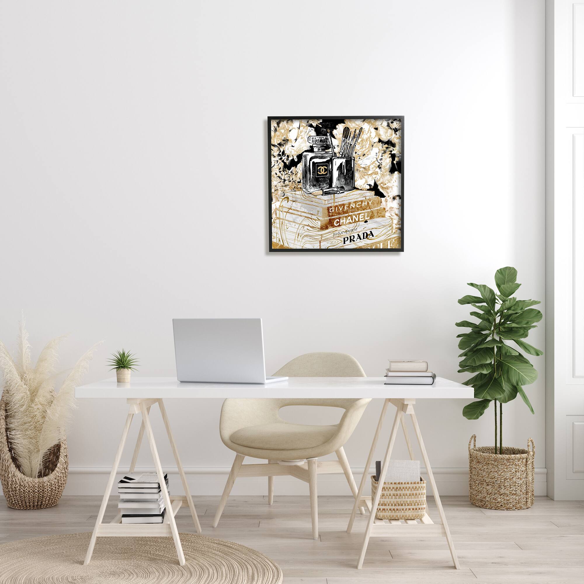 Stupell Industries Glam Designer Accessories Books Detail Wall Accent with Black Frame